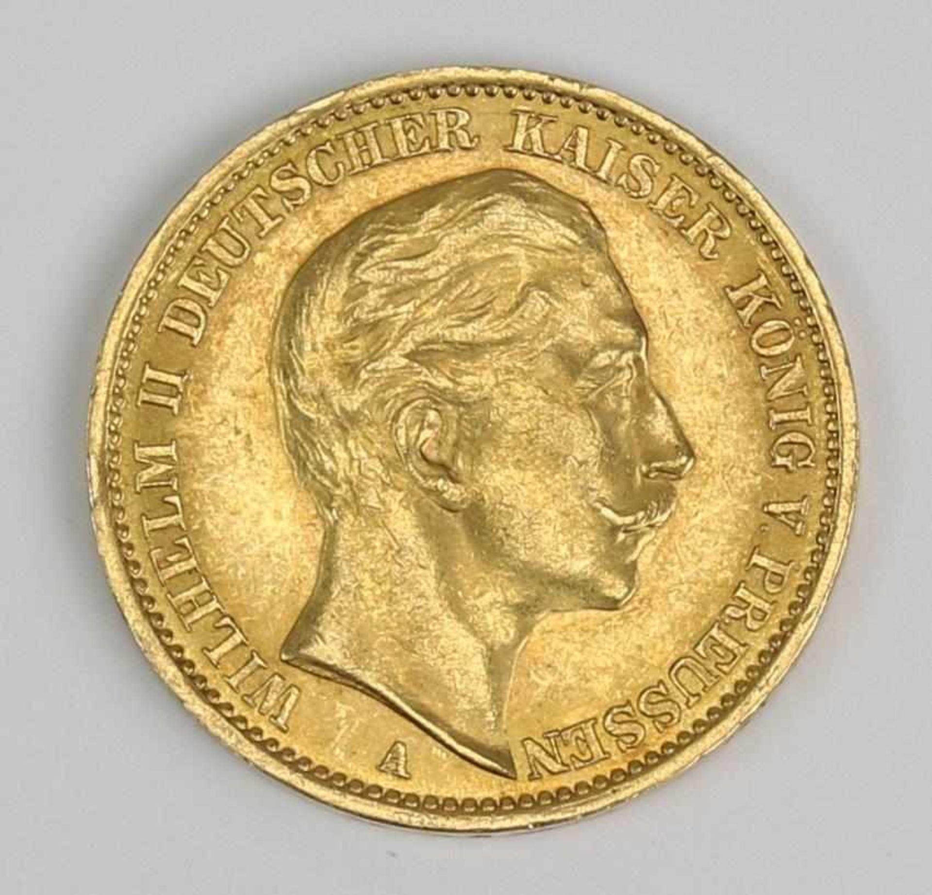 Goldmünze Deutsches Reich. 20 Mark. Wilhelm II deutscher Kaiser und König von Preussen 1910.