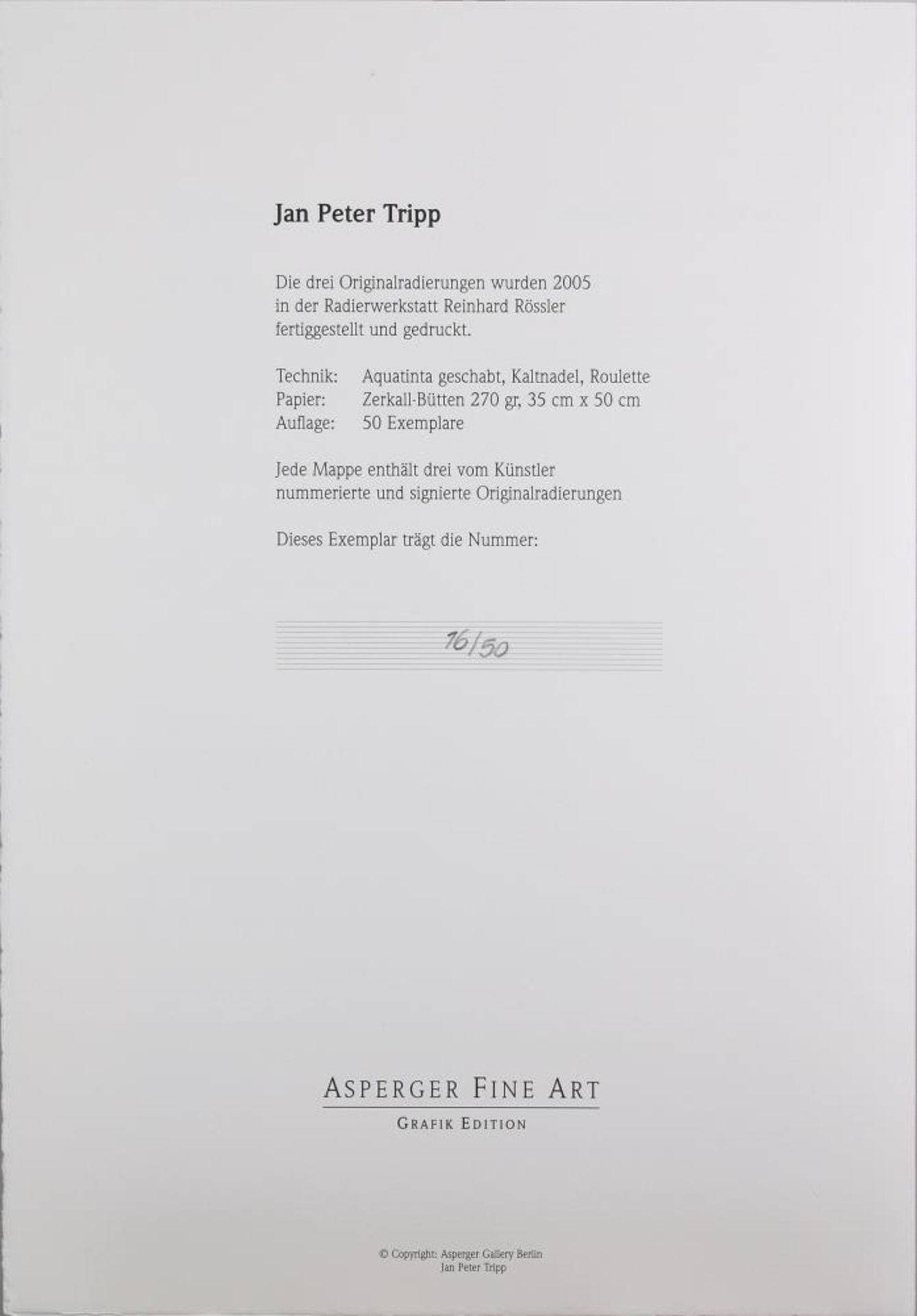 Tripp, Jan Peter *1945 Oberstdorf. Künstlermappe. Asperger Fine Art Edition. Die drei Schwestern. - Bild 4 aus 11