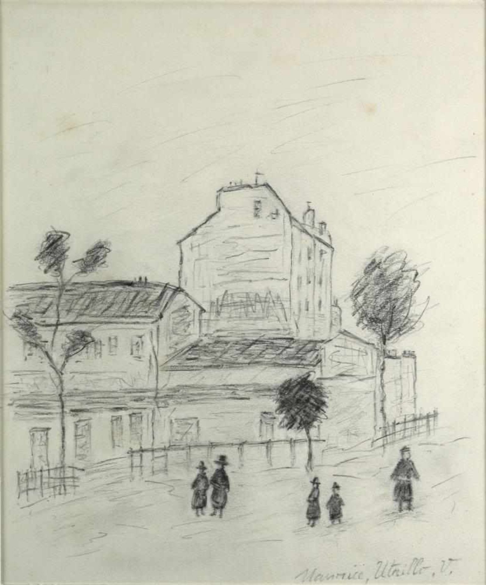 Utrillo, Maurice. 1883 Paris – 1955 Dax. Le Lapin Agile á Montmartre. Bleistift auf Papier. Unten