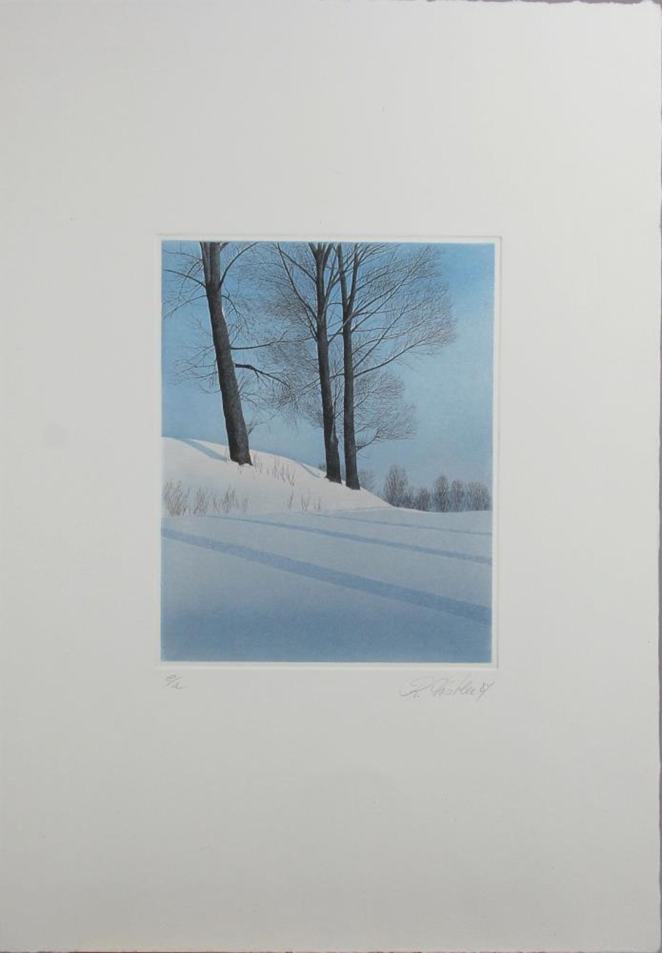 Distler, Rudolf c.1947/48. Winterlandschaft. Farbradierung. Unten rechts signiert und datiert (19)