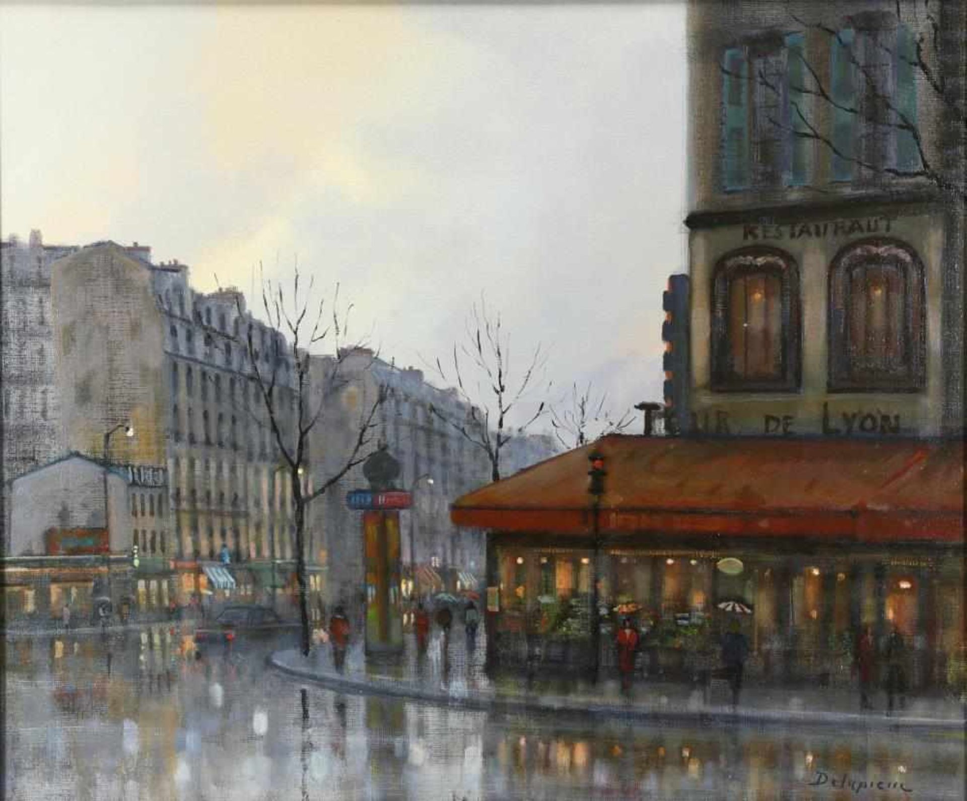 Delapierre, Roger * 1935 Genf. Blick auf das Restaurant Gare de Lyon in Paris. Öl auf Leinwand.