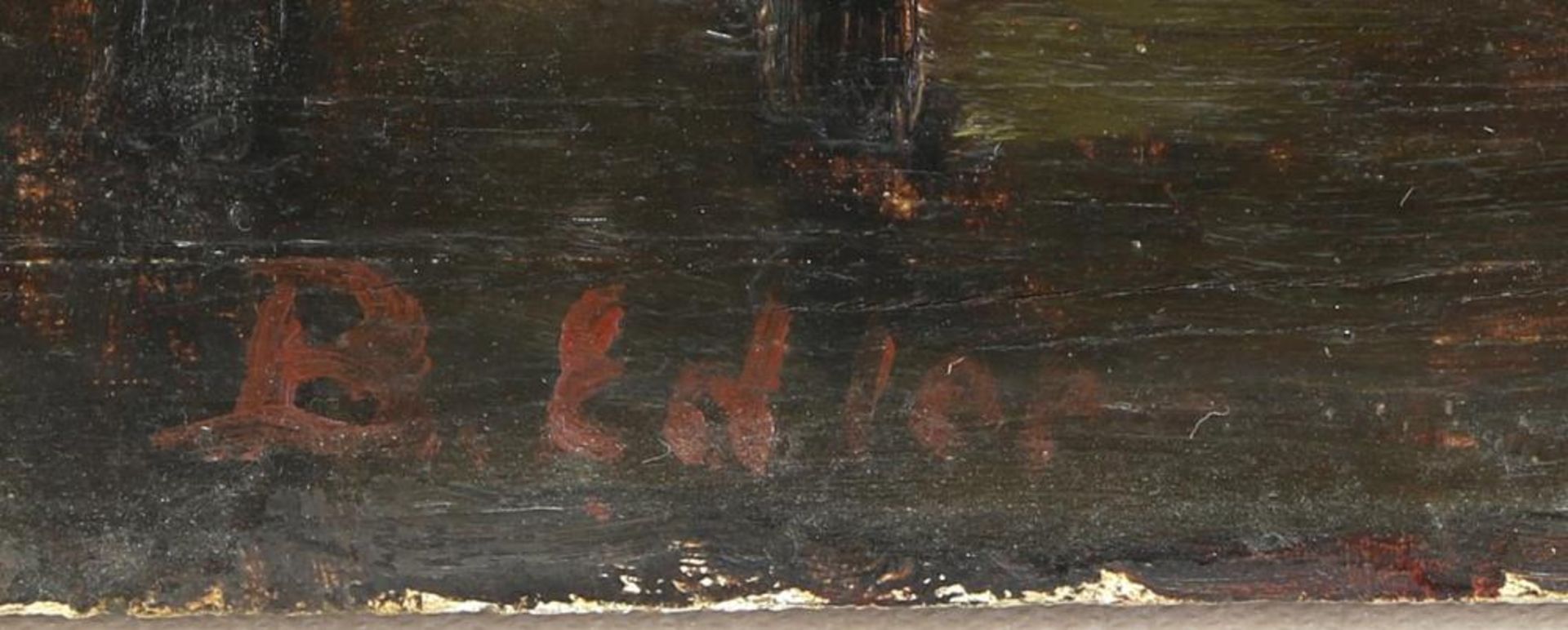 Interieurszene. P. Edler um 1900. Kneipeninneres im Alpenraum. Öl auf Holz. Unten rechts signiert. - Bild 2 aus 4