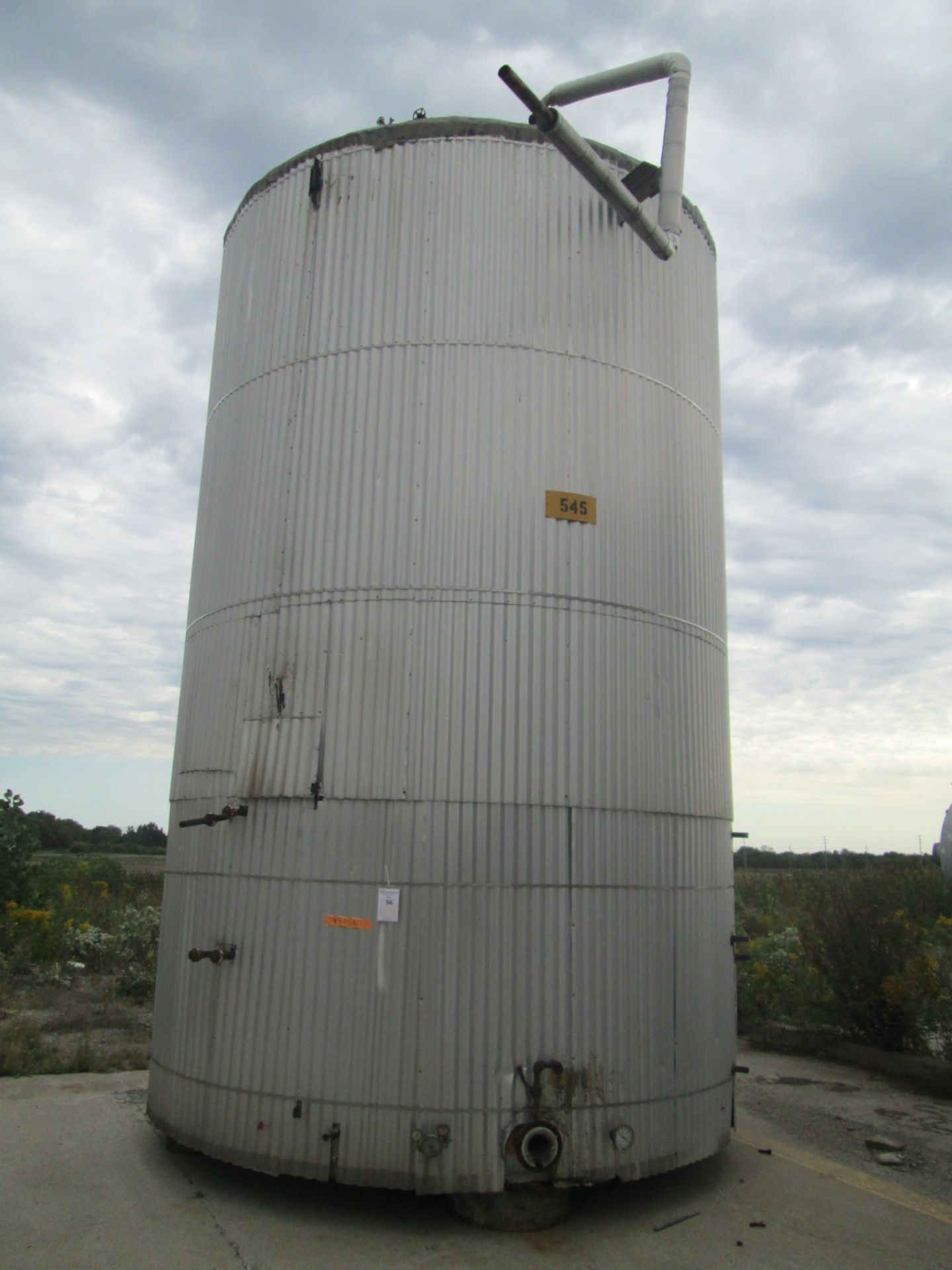 14500 O'Conner storage tank, carbon steel construction, 11'6" diameter x 18'6" straight side, dome