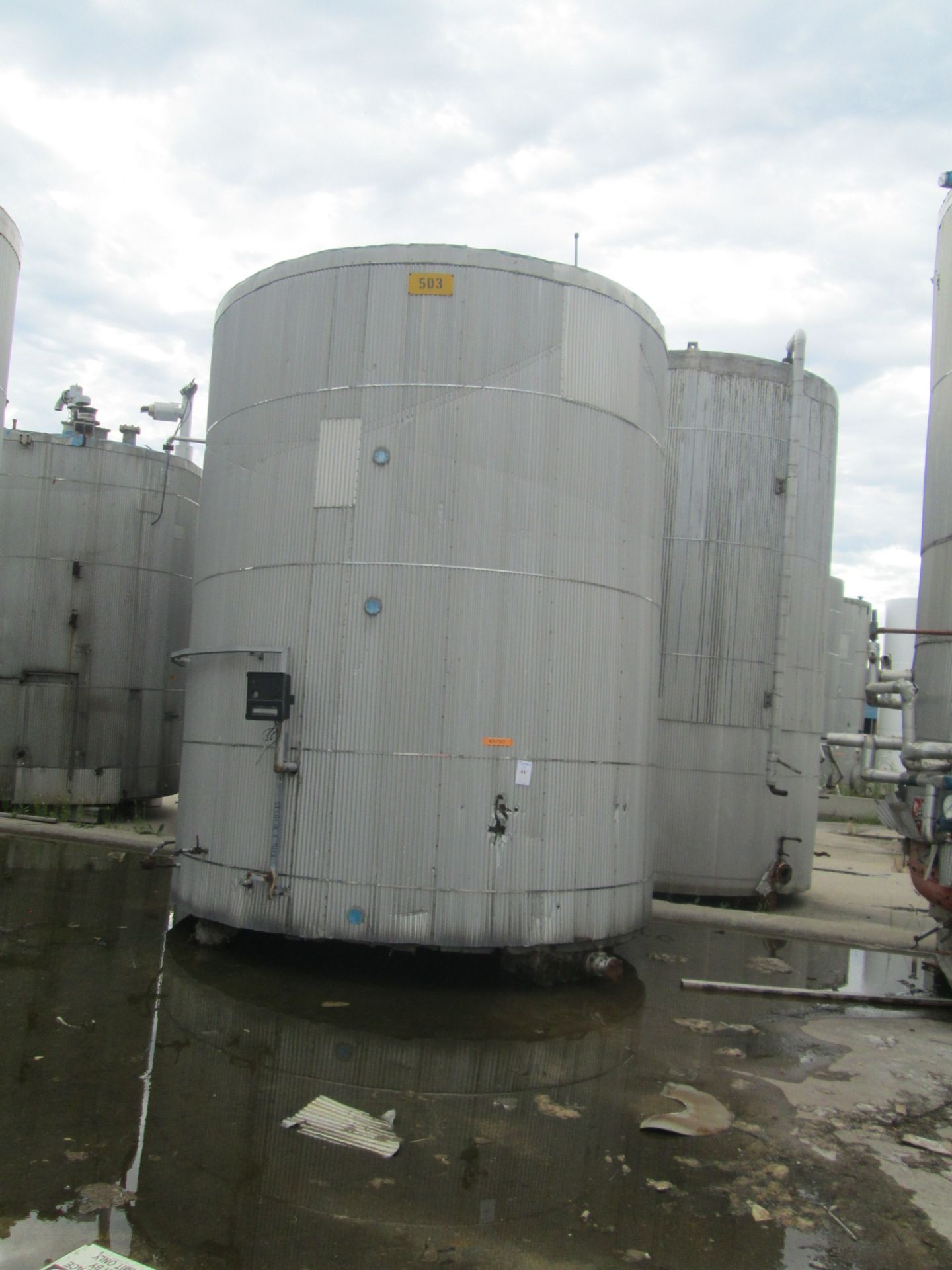 12500 gal O'Conner storage tank, carbon steel construction, 12' diameter x 15' straight side, dome