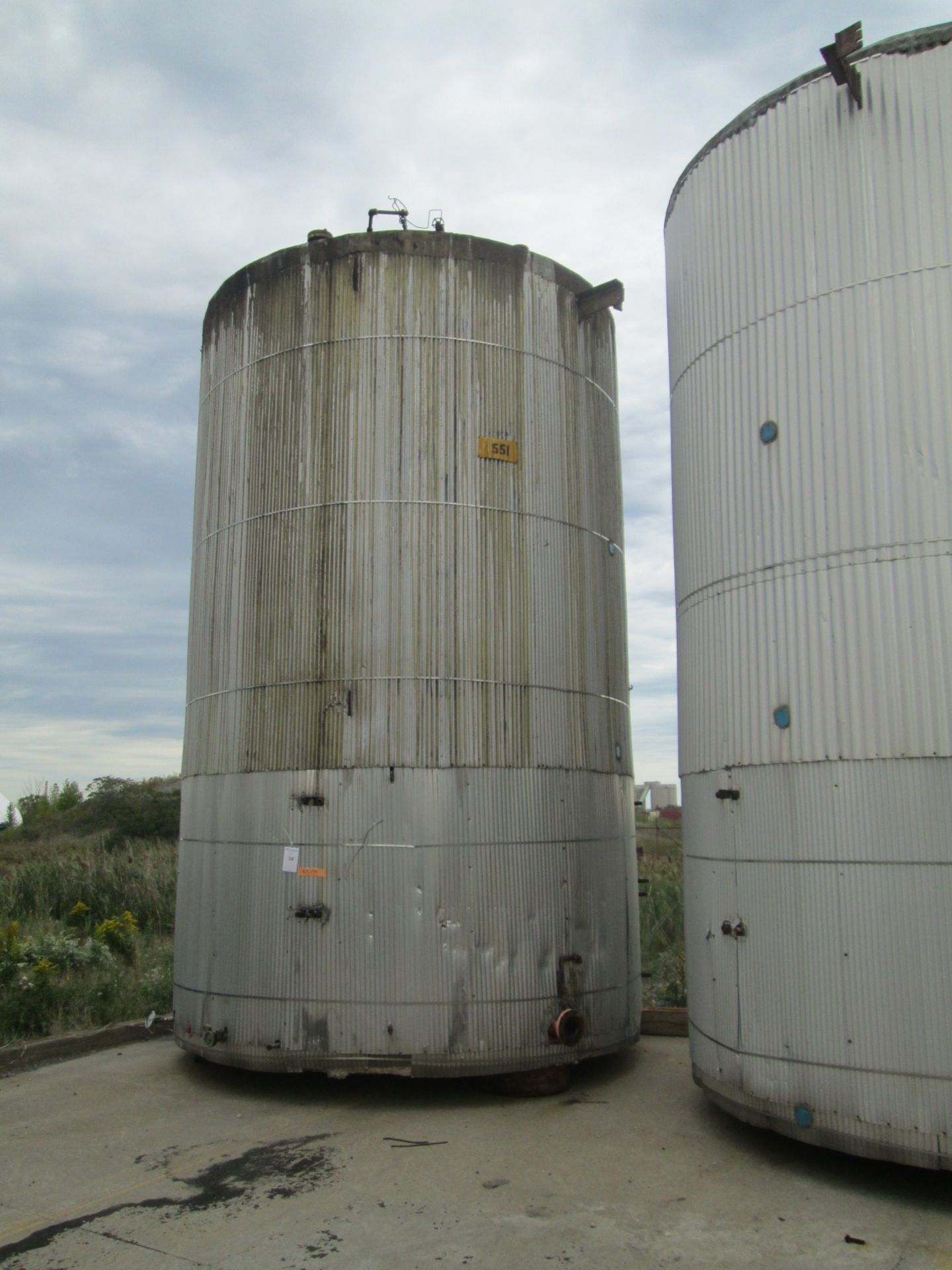 14500 O'Conner storage tank, carbon steel construction, 11'6" diameter x 18'6" straight side, dome