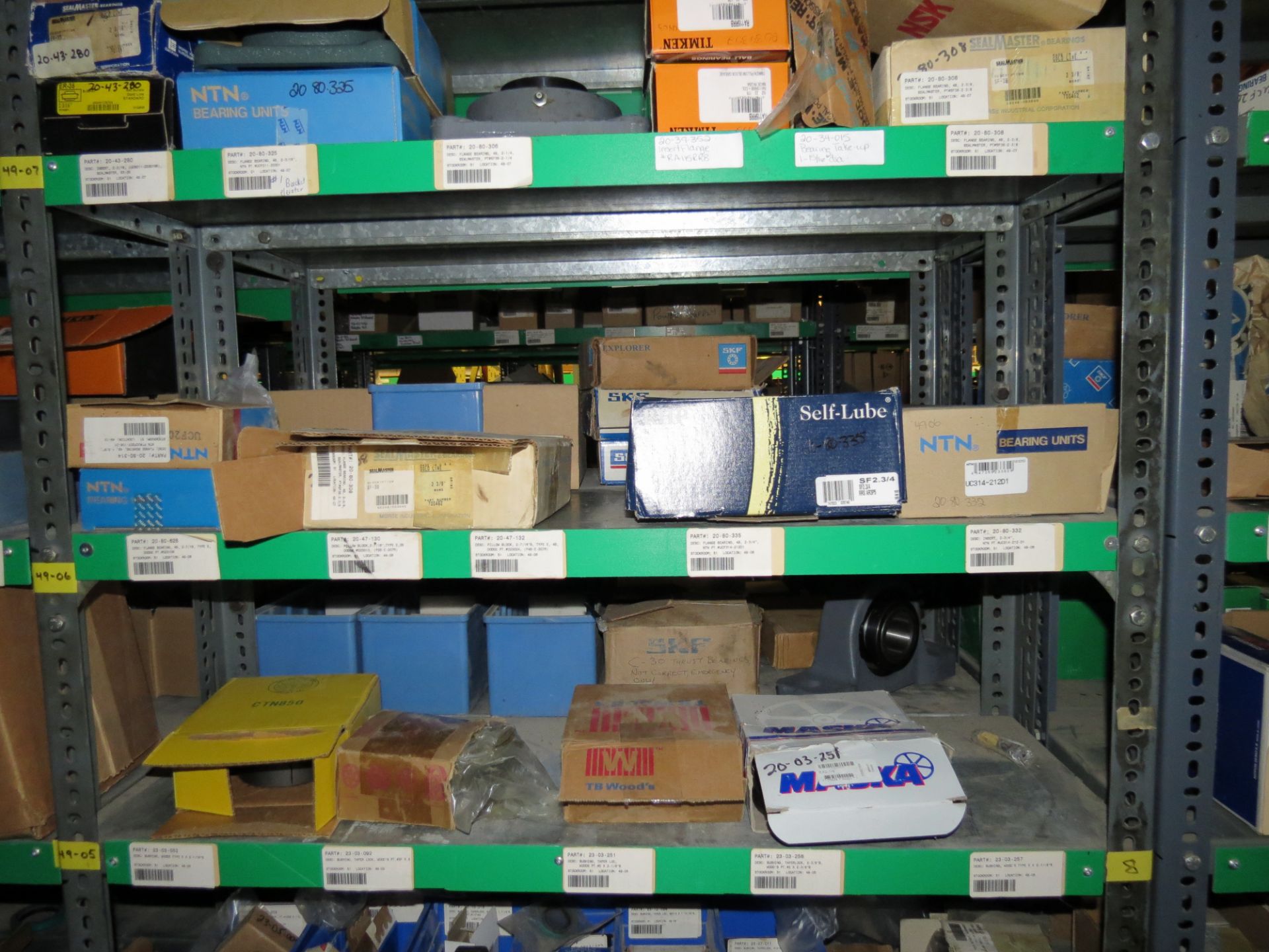(1) Lot Machine Spare Parts on bolted shelving - Unused Bearing - Chains - electrical boxes etc.. - Image 15 of 43