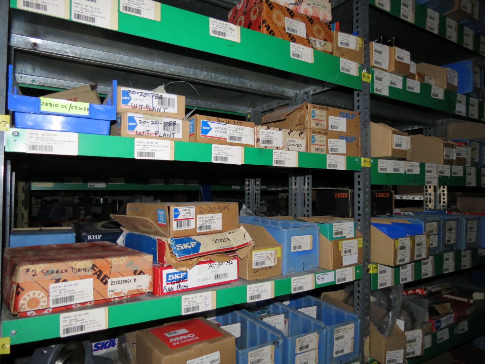 (1) Lot Machine Spare Parts on bolted shelving - Unused Bearing - Chains - electrical boxes etc.. - Image 34 of 43