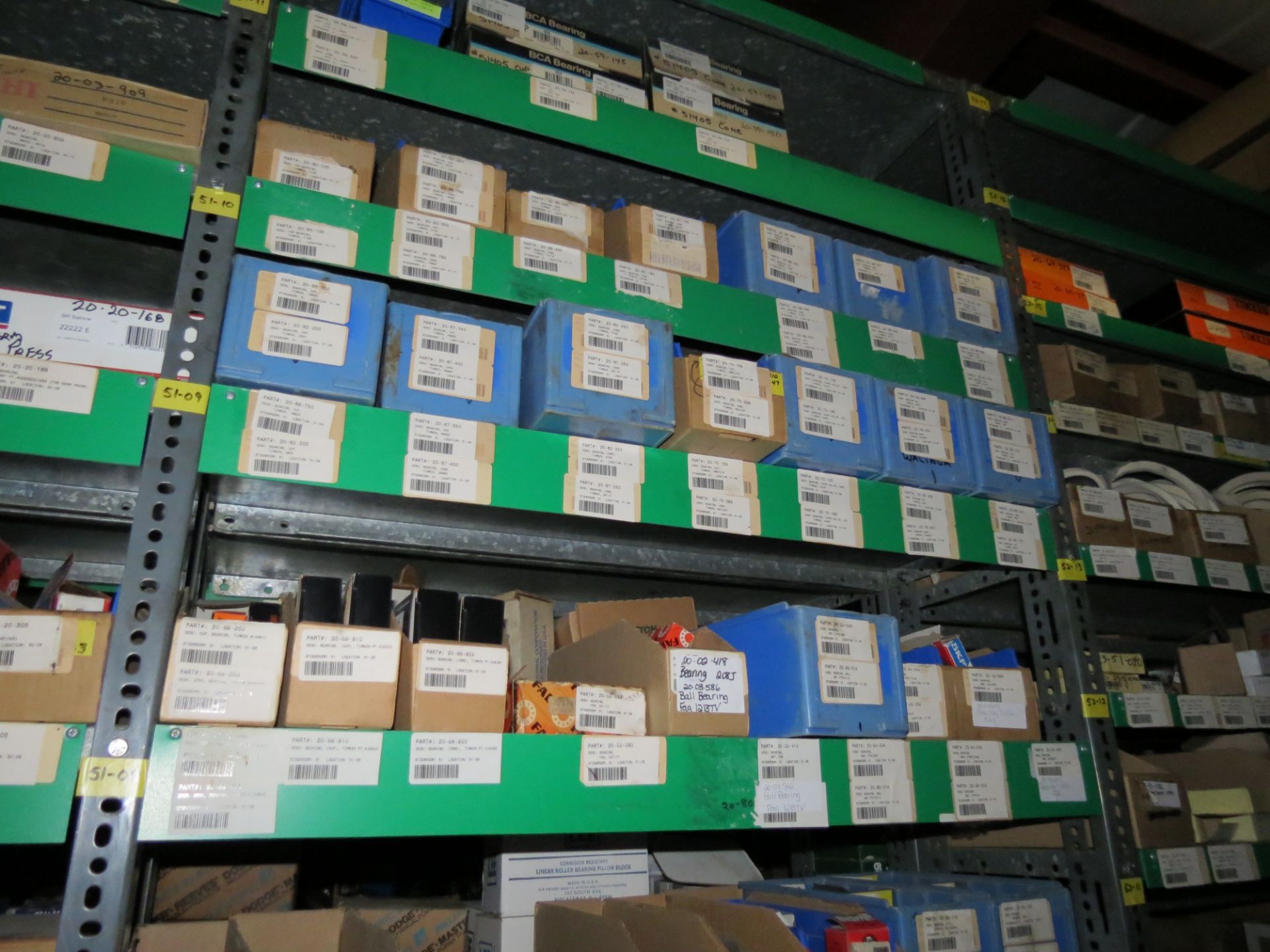 (1) Lot Machine Spare Parts on bolted shelving - Unused Bearing - Chains - electrical boxes etc.. - Image 36 of 43