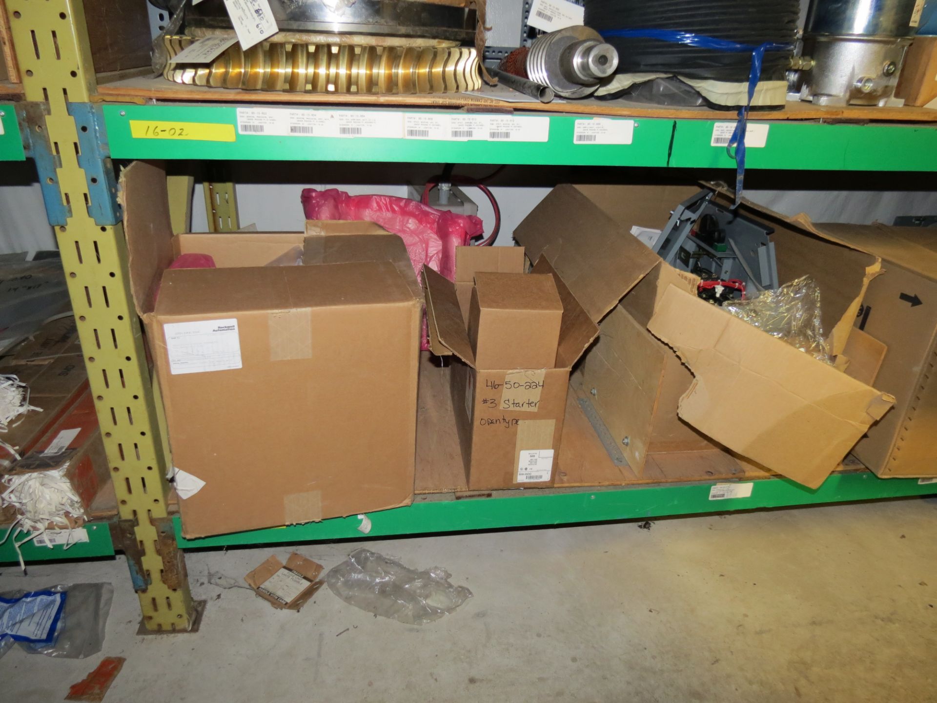 (1) Lot of machine spare parts and supplies on 3 sections of racking - Image 4 of 17