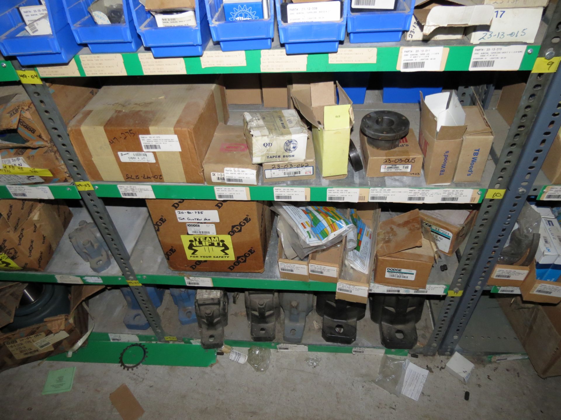 (1) Lot Machine Spare Parts on bolted shelving - Unused Bearing - Chains - electrical boxes etc.. - Image 19 of 43