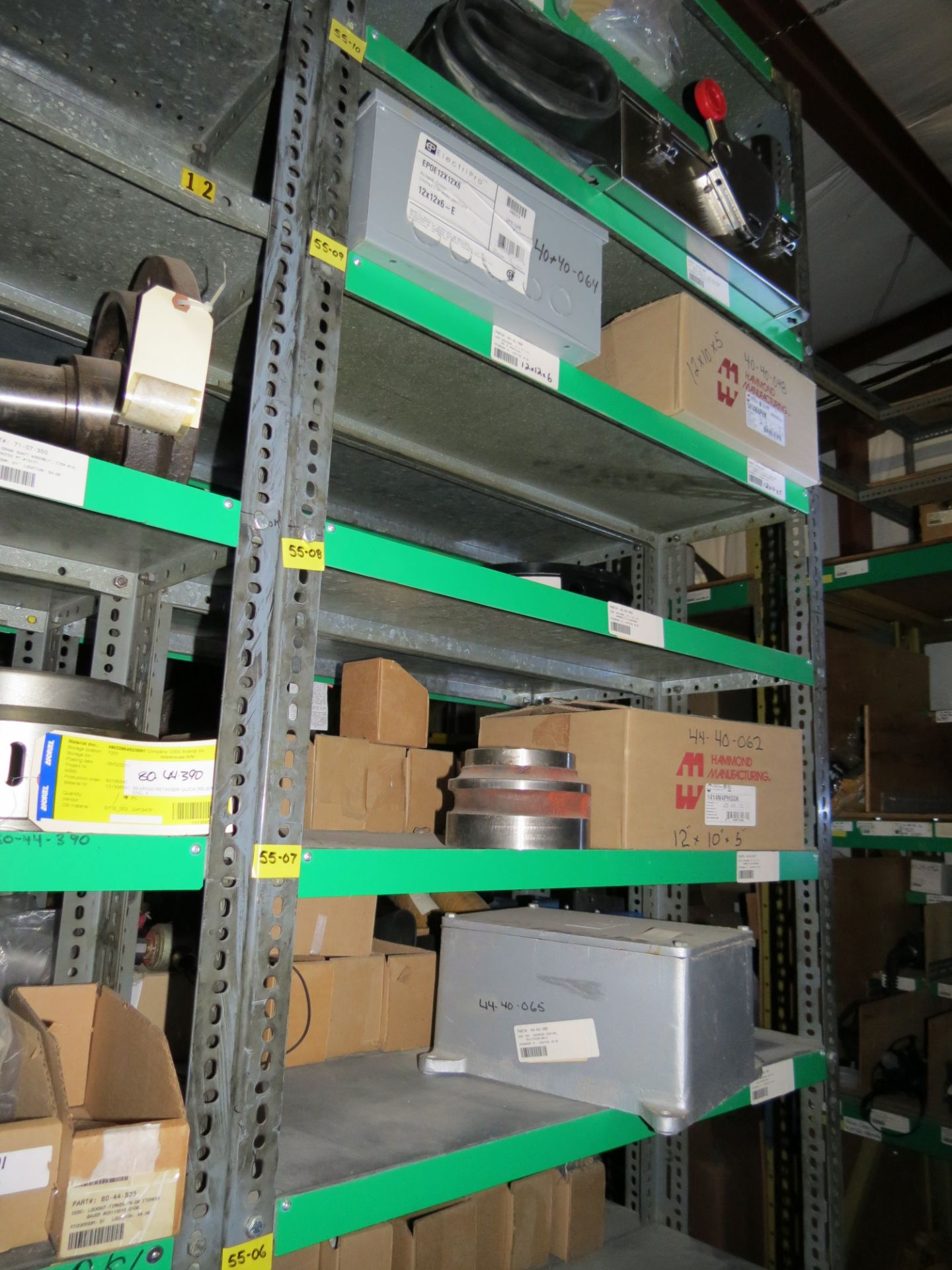 (1) Lot Machine Spare Parts on bolted shelving - Unused Bearing - Chains - electrical boxes etc.. - Image 31 of 43
