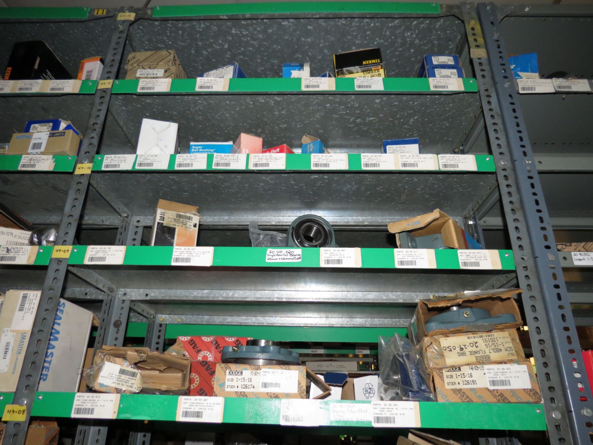 (1) Lot Machine Spare Parts on bolted shelving - Unused Bearing - Chains - electrical boxes etc.. - Image 13 of 43