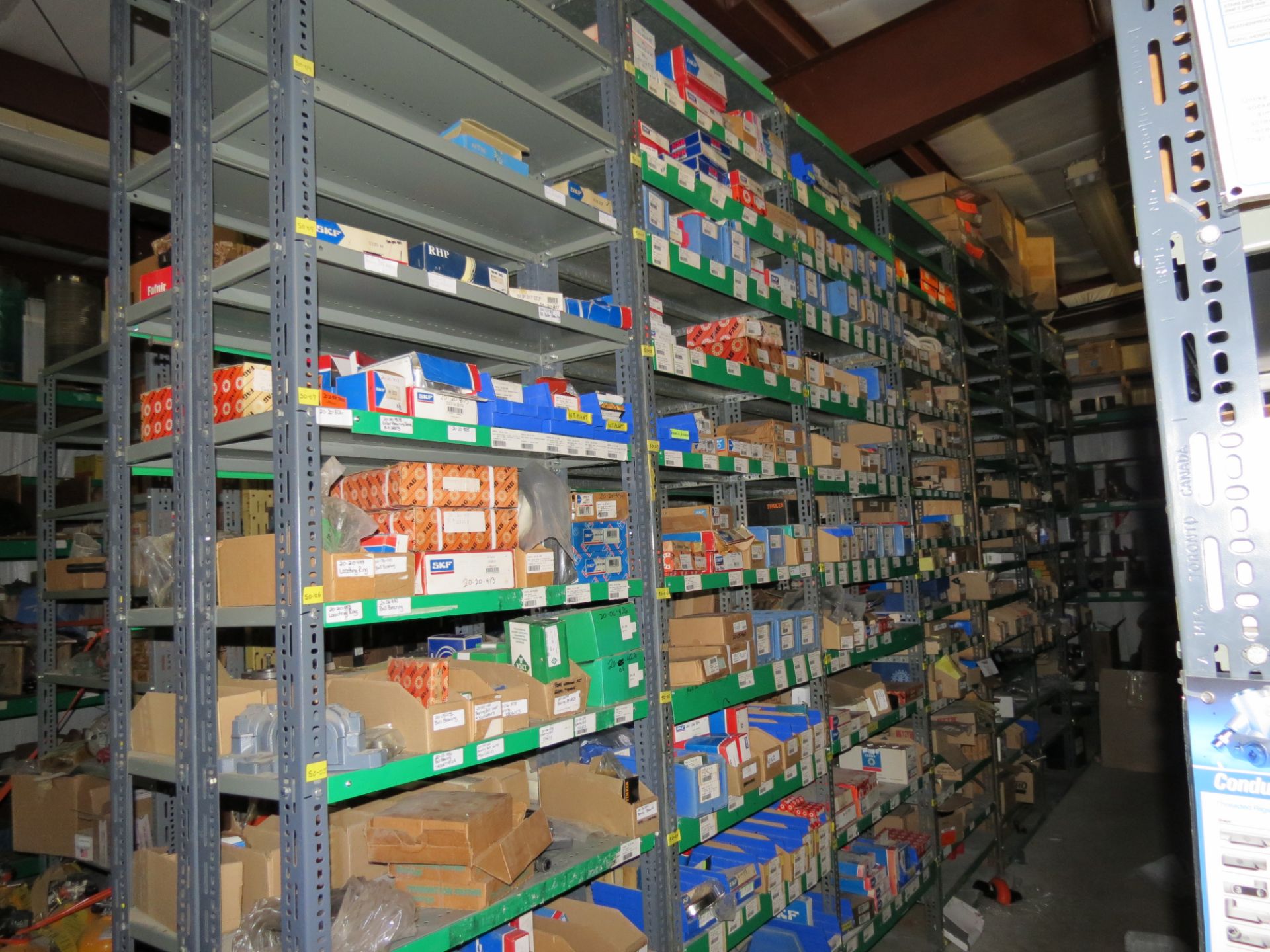 (1) Lot Machine Spare Parts on bolted shelving - Unused Bearing - Chains - electrical boxes etc.. - Image 27 of 43