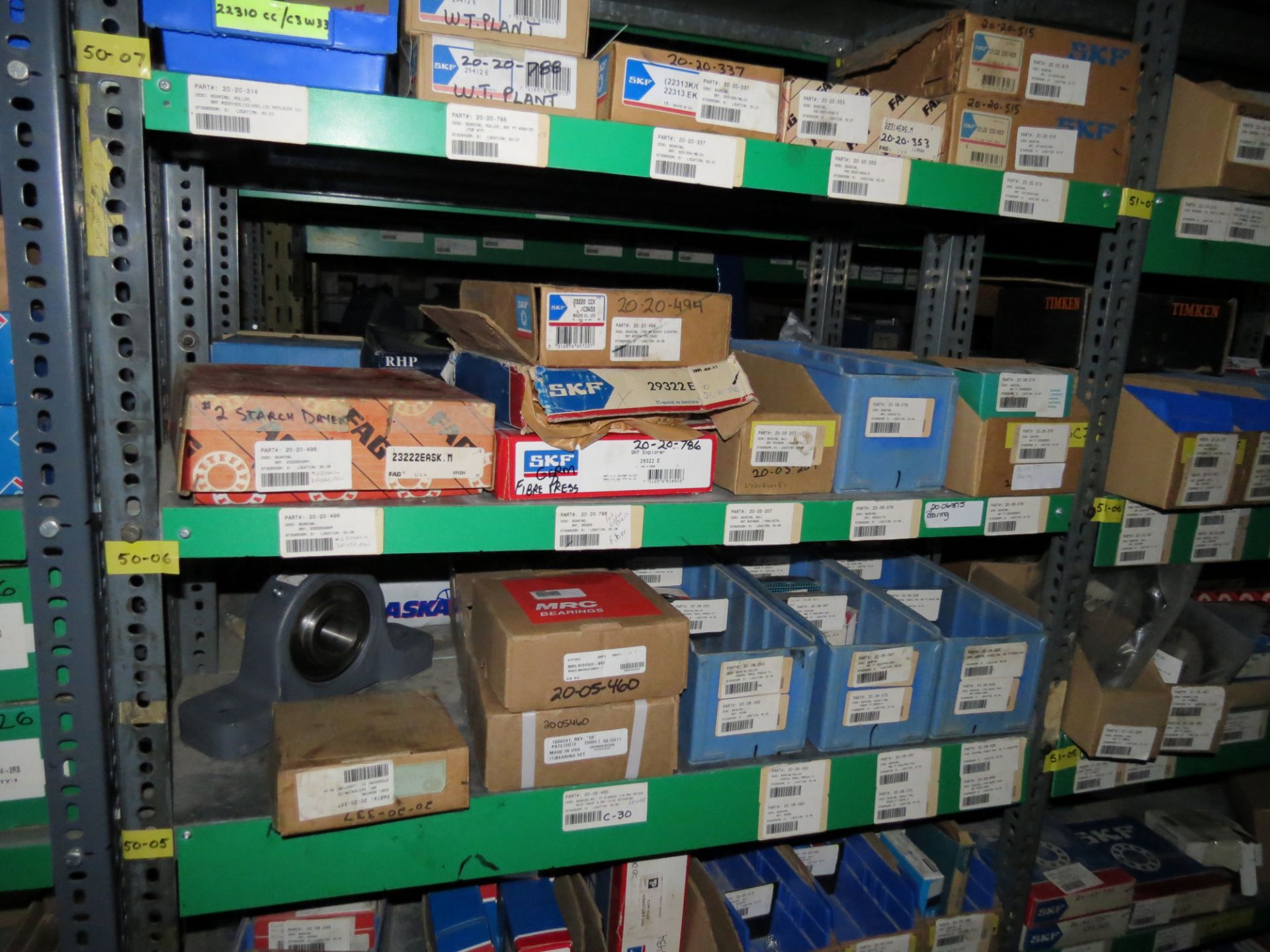 (1) Lot Machine Spare Parts on bolted shelving - Unused Bearing - Chains - electrical boxes etc.. - Image 30 of 43