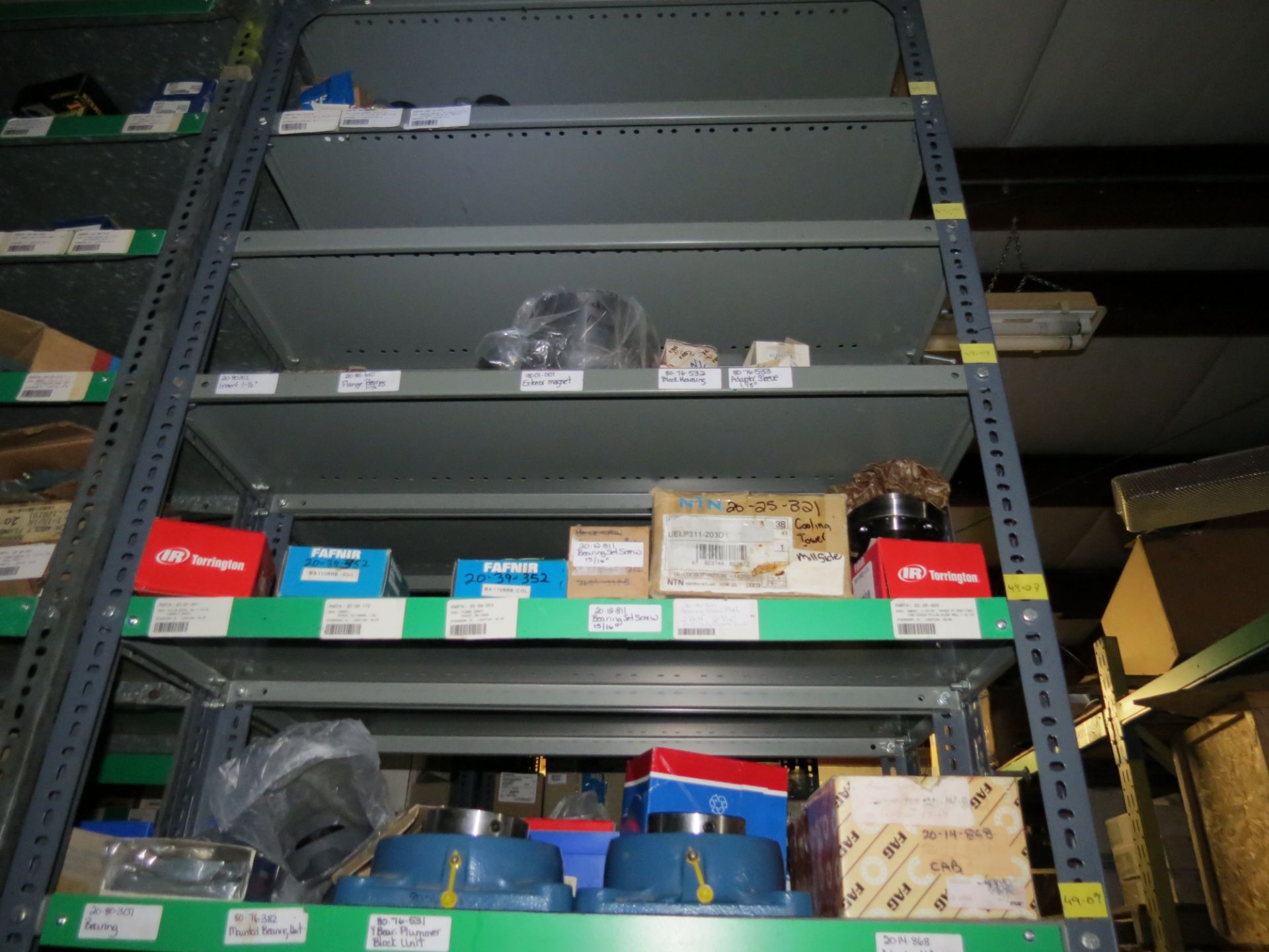 (1) Lot Machine Spare Parts on bolted shelving - Unused Bearing - Chains - electrical boxes etc.. - Image 21 of 43