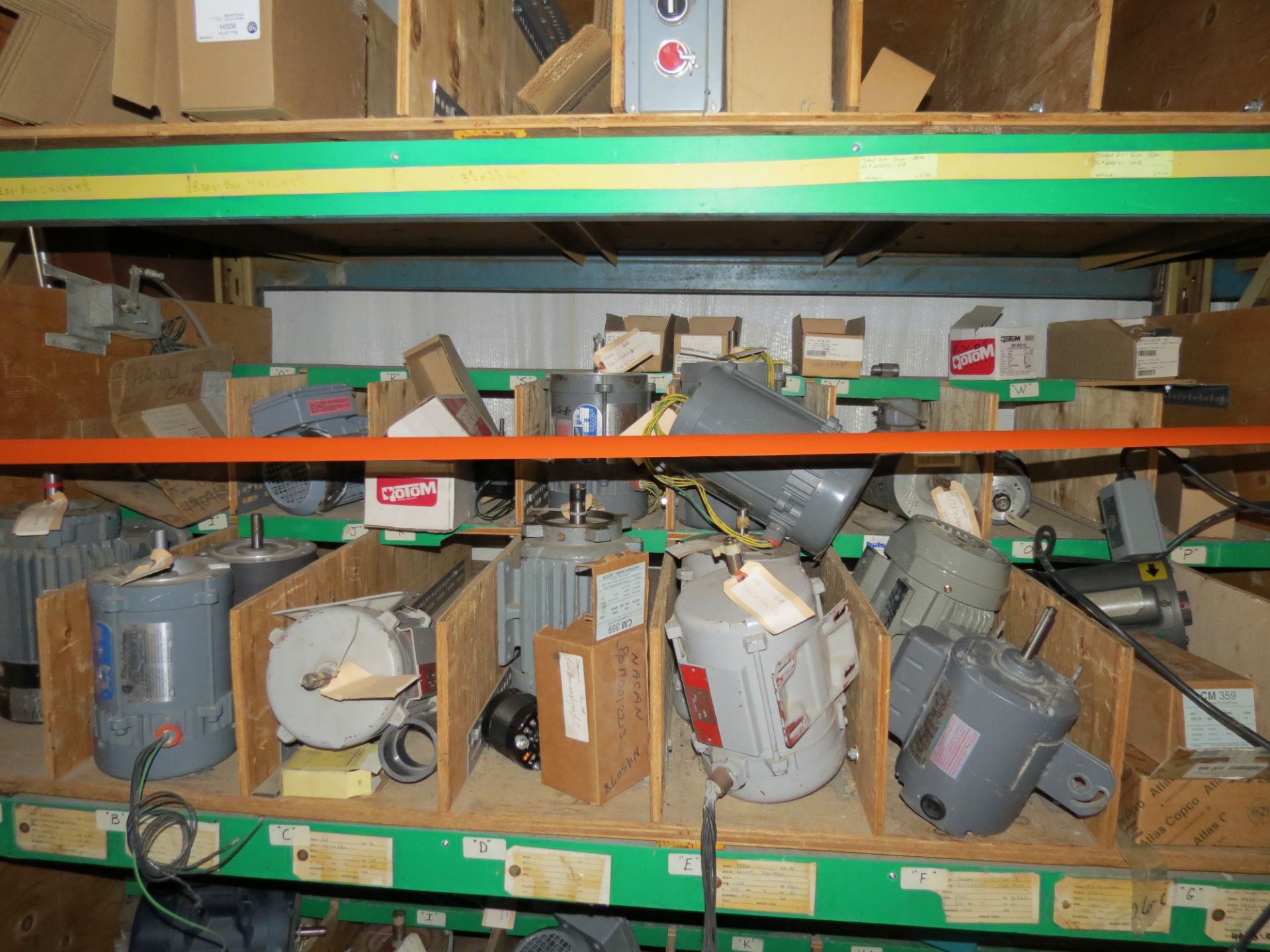 (1) Lot of machine spare parts & electrical components on 4 sections of racking - Image 3 of 15