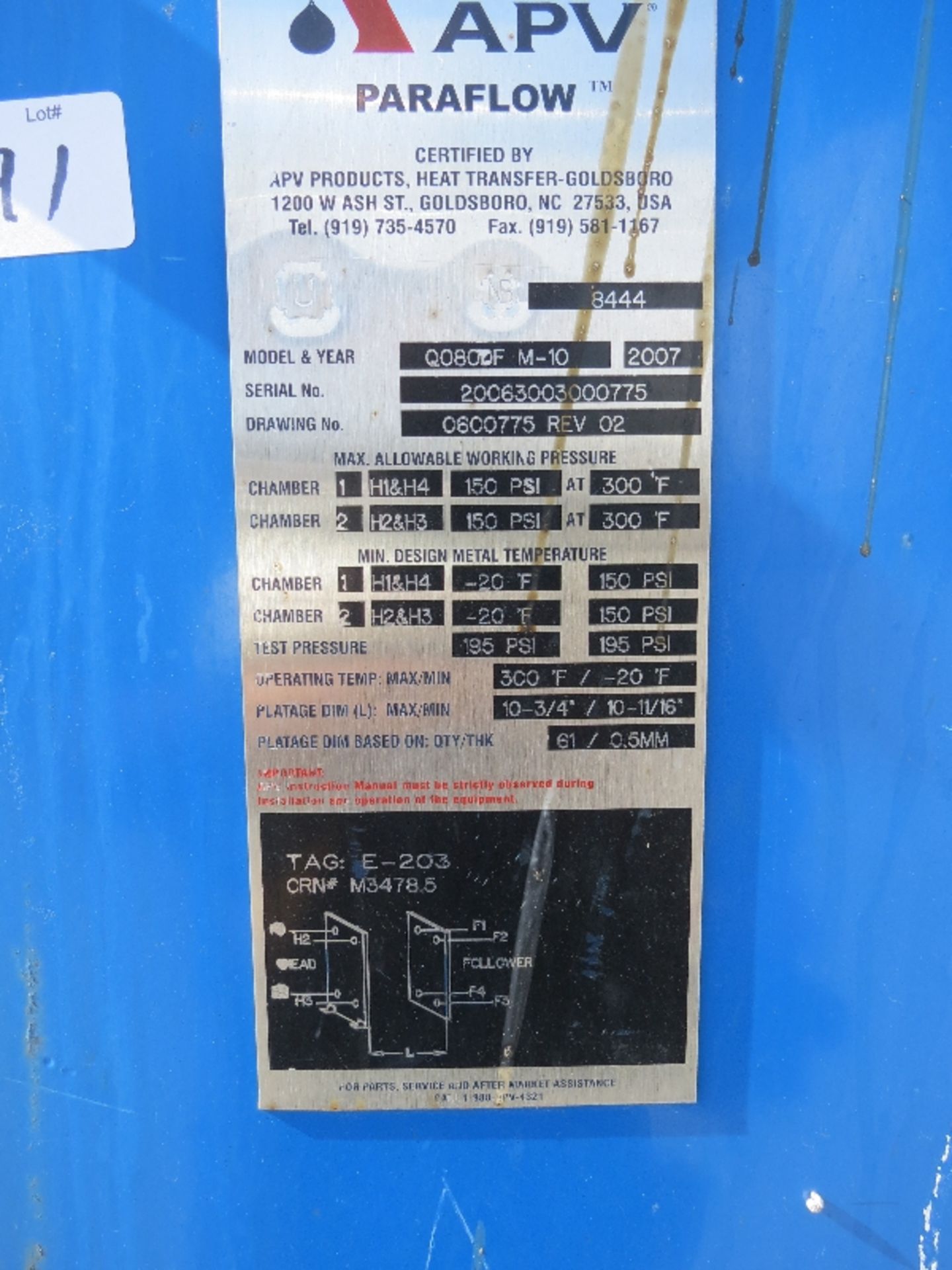 APV Heat Exchanger Model Q080DF / M10 New in 2007. National Board 8444 / CRN M3478.5 - Image 4 of 6