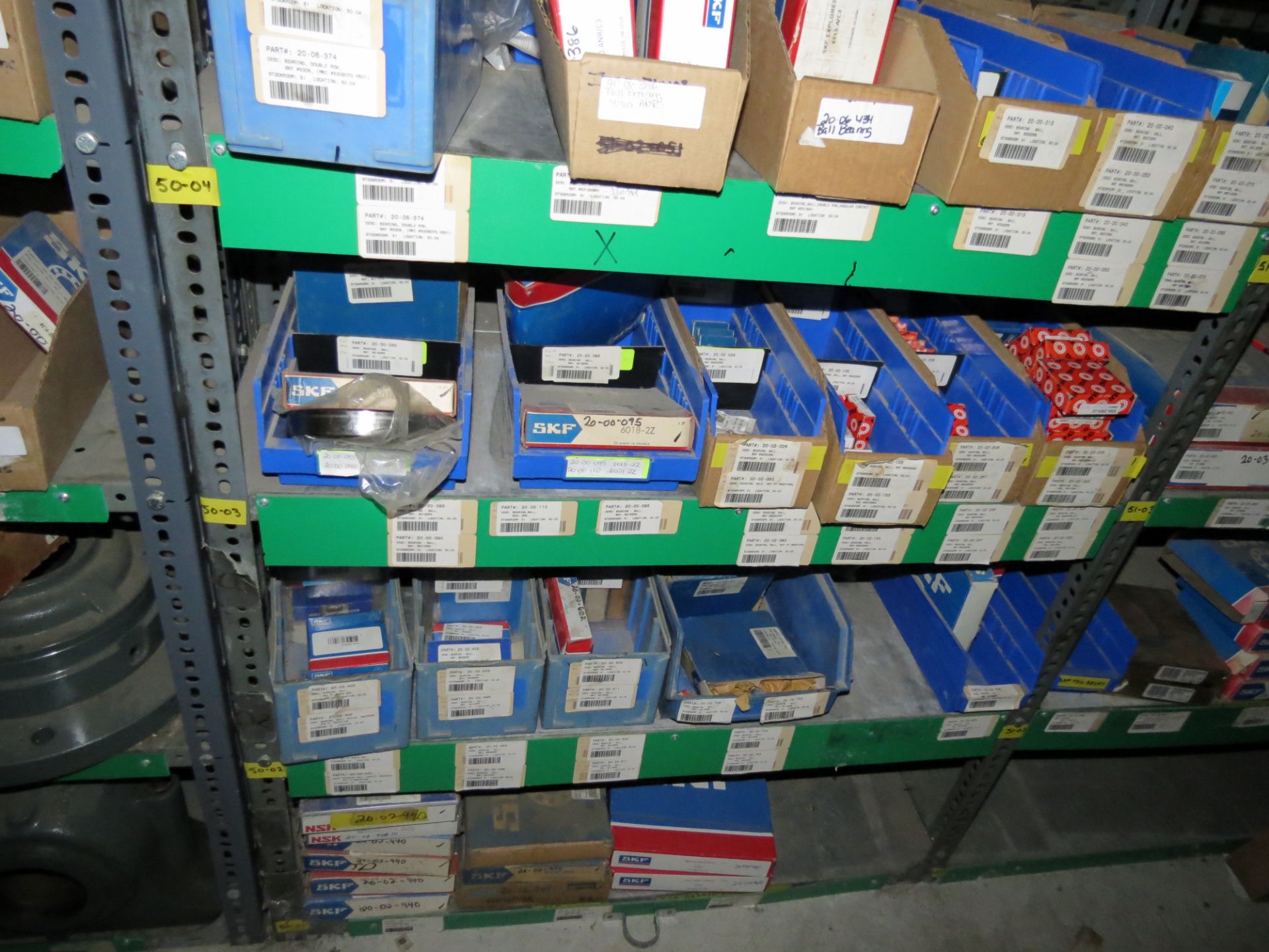 (1) Lot Machine Spare Parts on bolted shelving - Unused Bearing - Chains - electrical boxes etc.. - Image 28 of 43