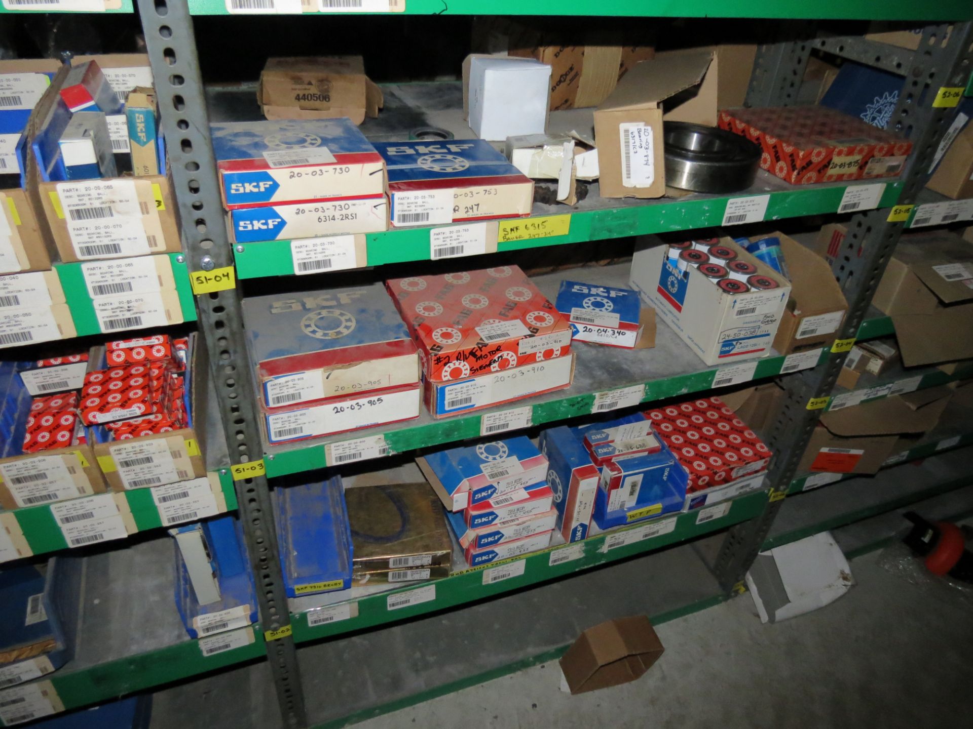 (1) Lot Machine Spare Parts on bolted shelving - Unused Bearing - Chains - electrical boxes etc.. - Image 40 of 43