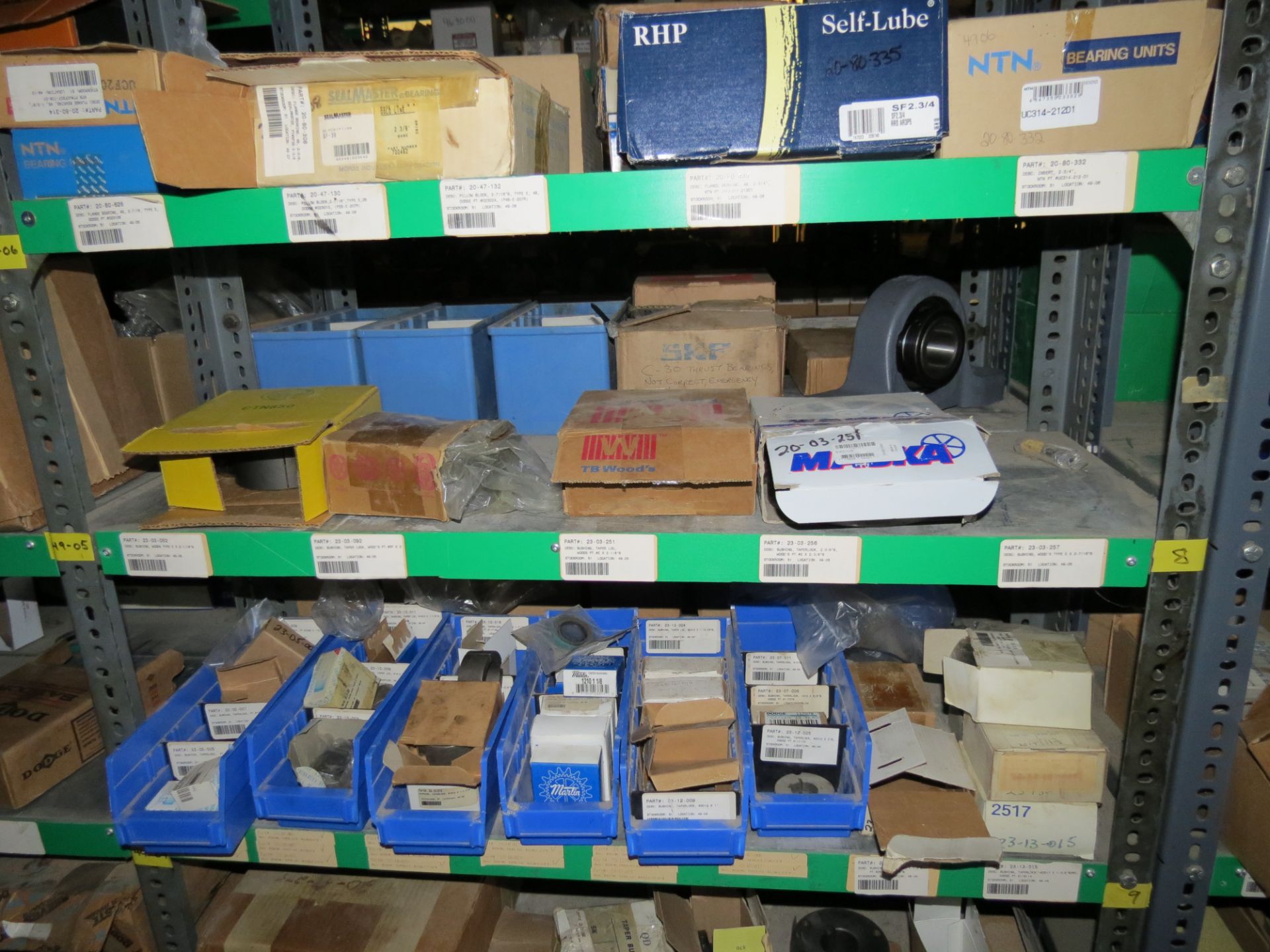 (1) Lot Machine Spare Parts on bolted shelving - Unused Bearing - Chains - electrical boxes etc.. - Image 17 of 43