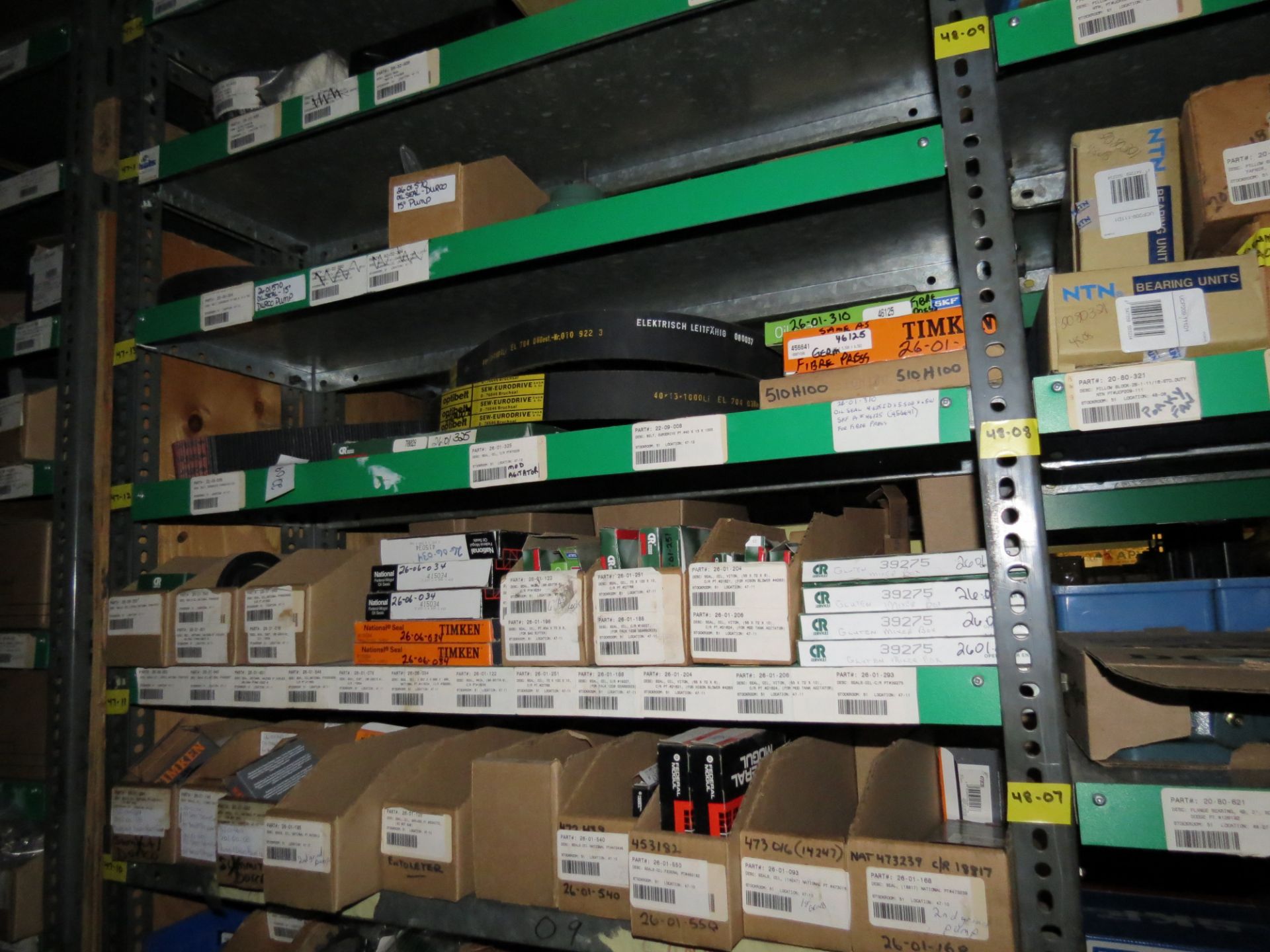 (1) Lot Machine Spare Parts on bolted shelving - Unused Bearing - Chains - electrical boxes etc.. - Image 6 of 43