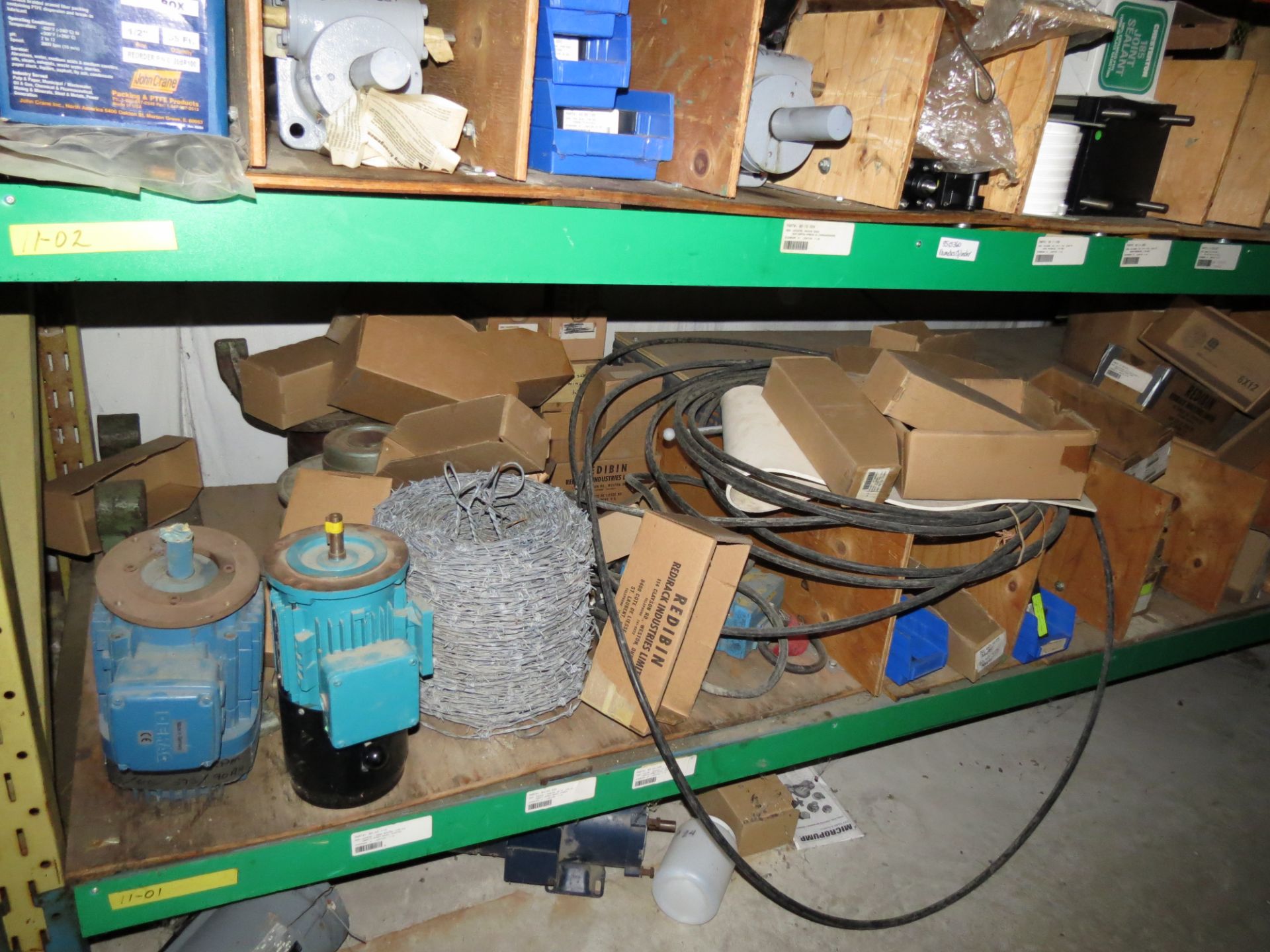 (1) Lot of machine spare parts & electrical components on 4 sections of racking - Image 4 of 15