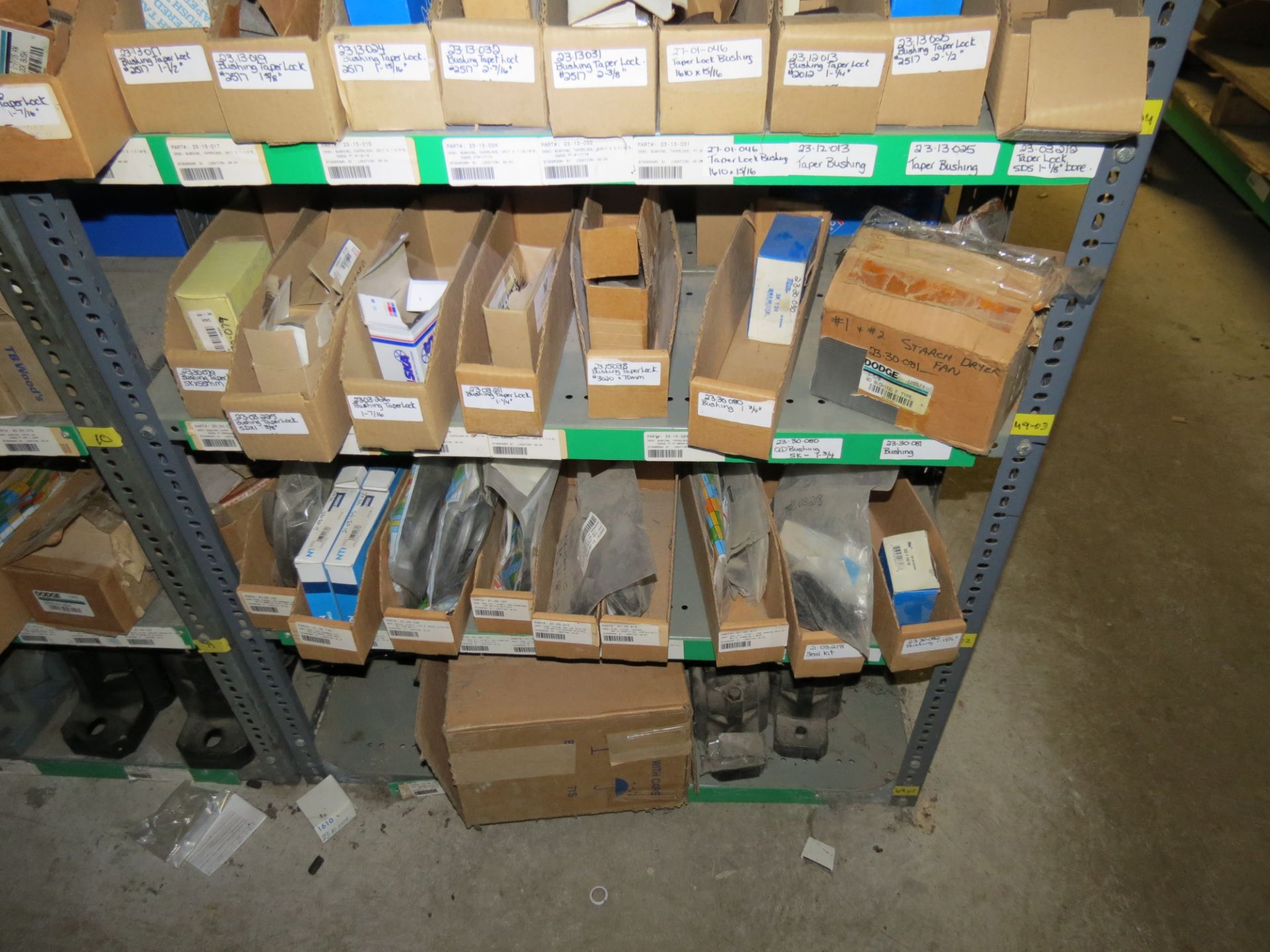 (1) Lot Machine Spare Parts on bolted shelving - Unused Bearing - Chains - electrical boxes etc.. - Image 25 of 43