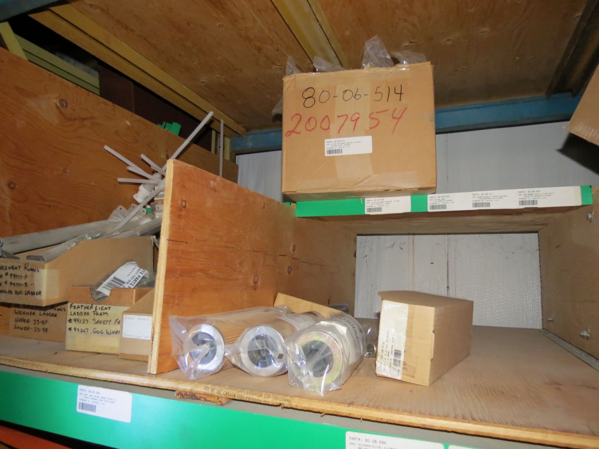 (1) Lot of machine spare parts & electrical components on 4 sections of racking - Image 10 of 15