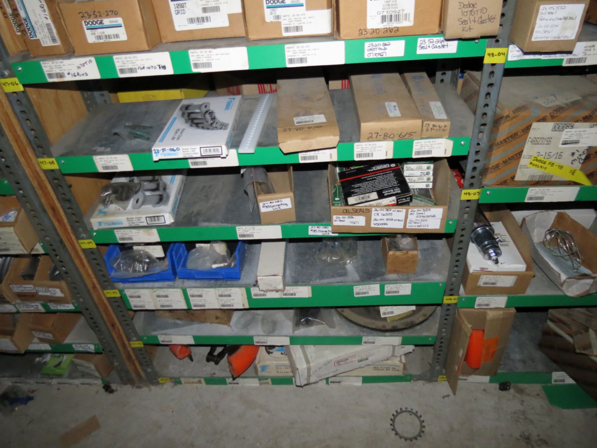 (1) Lot Machine Spare Parts on bolted shelving - Unused Bearing - Chains - electrical boxes etc.. - Image 4 of 43