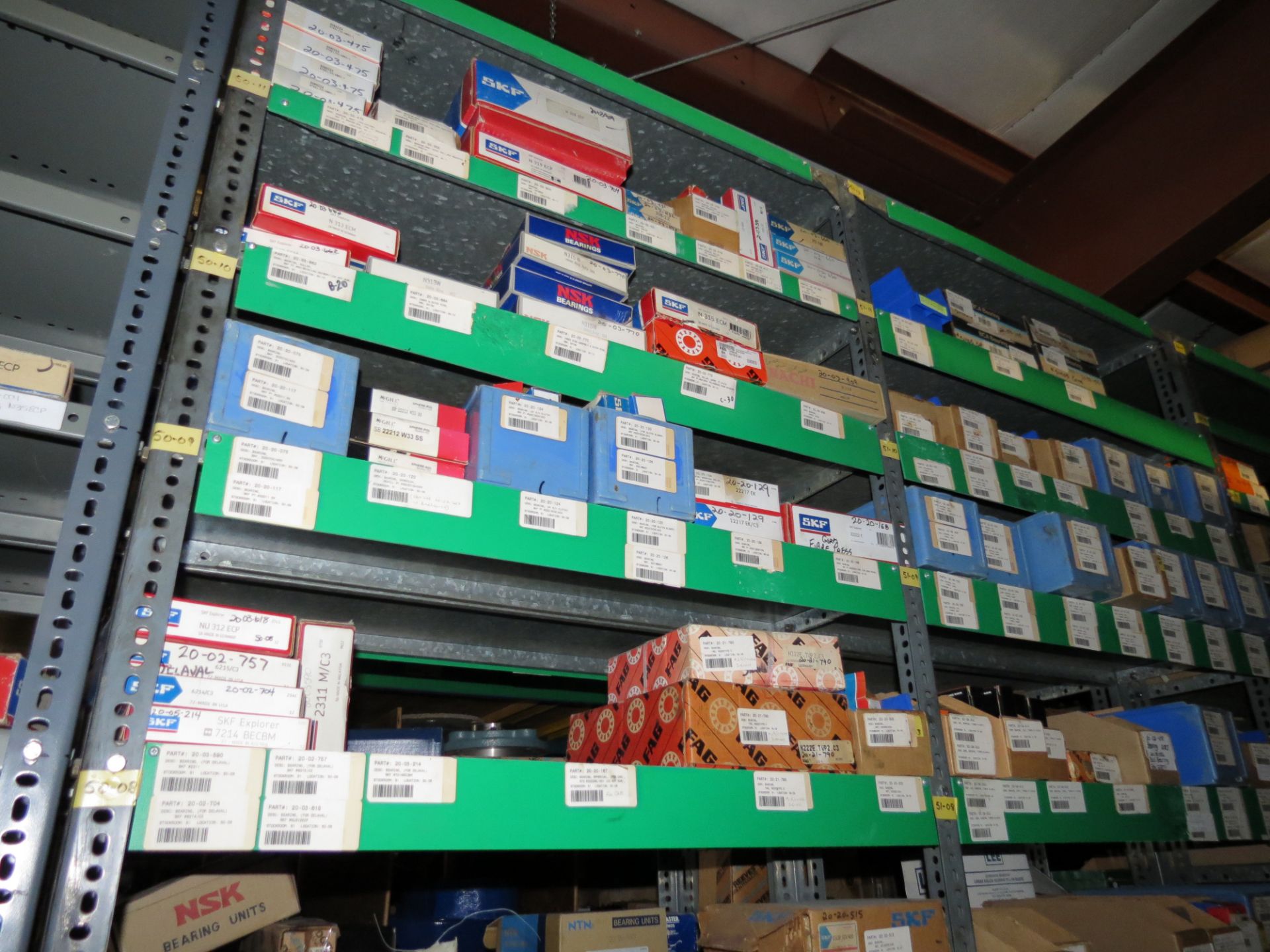 (1) Lot Machine Spare Parts on bolted shelving - Unused Bearing - Chains - electrical boxes etc.. - Image 32 of 43