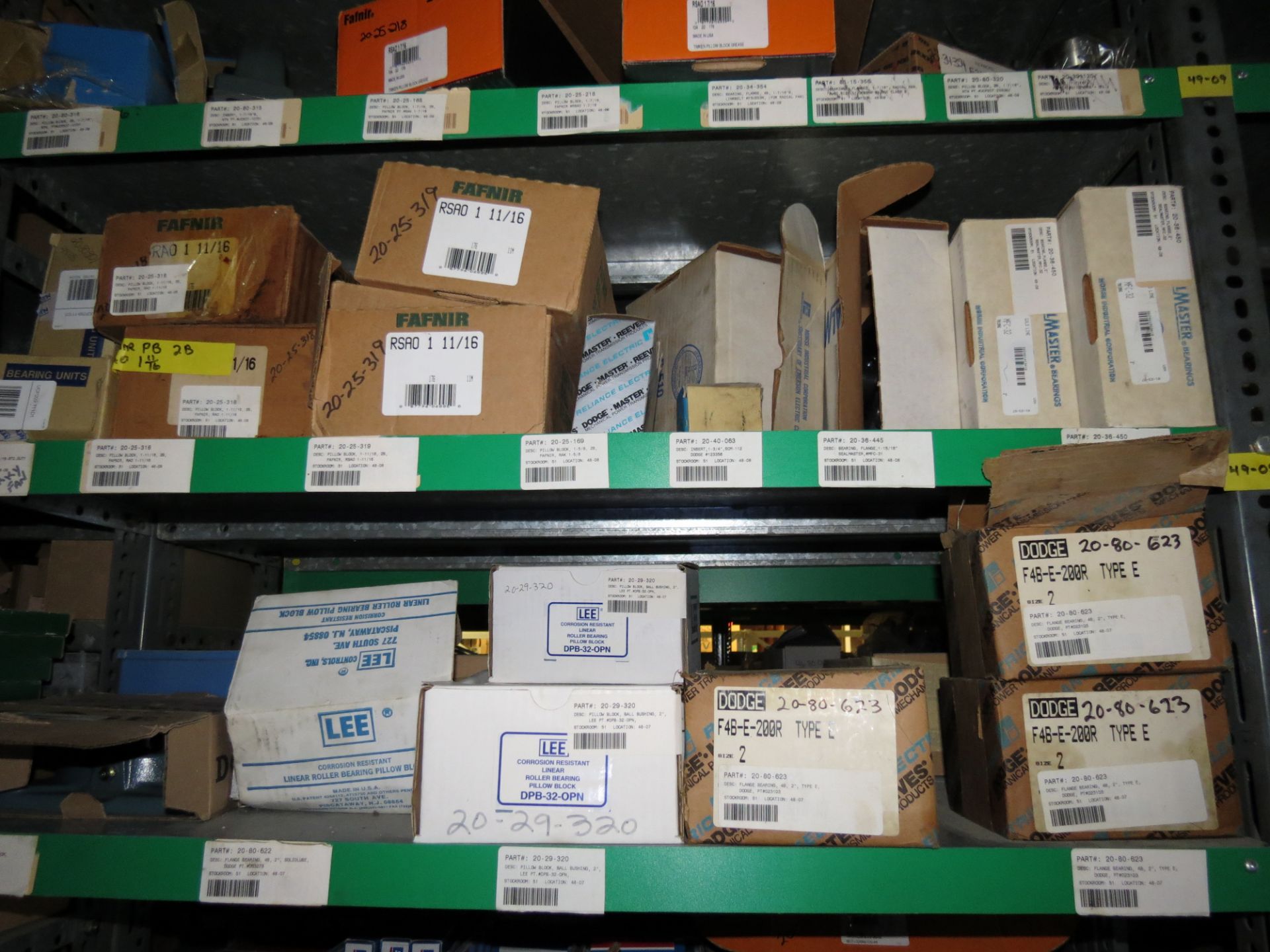 (1) Lot Machine Spare Parts on bolted shelving - Unused Bearing - Chains - electrical boxes etc.. - Image 2 of 43