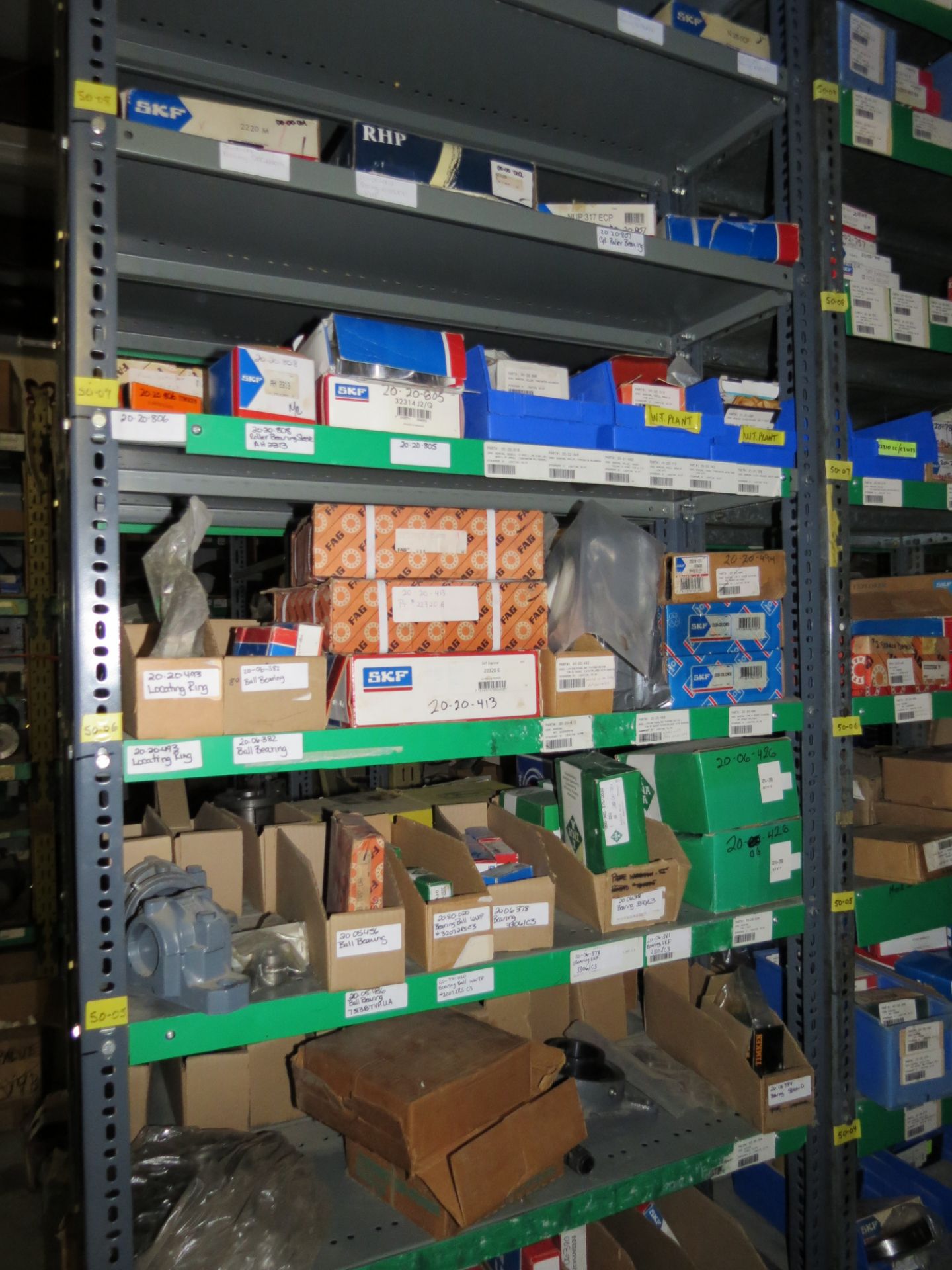 (1) Lot Machine Spare Parts on bolted shelving - Unused Bearing - Chains - electrical boxes etc.. - Image 24 of 43