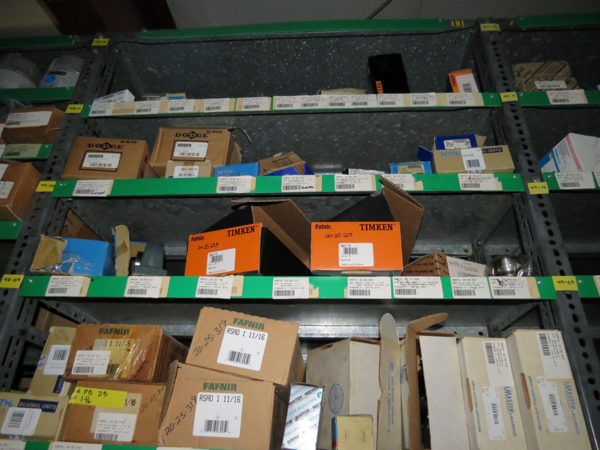 (1) Lot Machine Spare Parts on bolted shelving - Unused Bearing - Chains - electrical boxes etc.. - Image 3 of 43