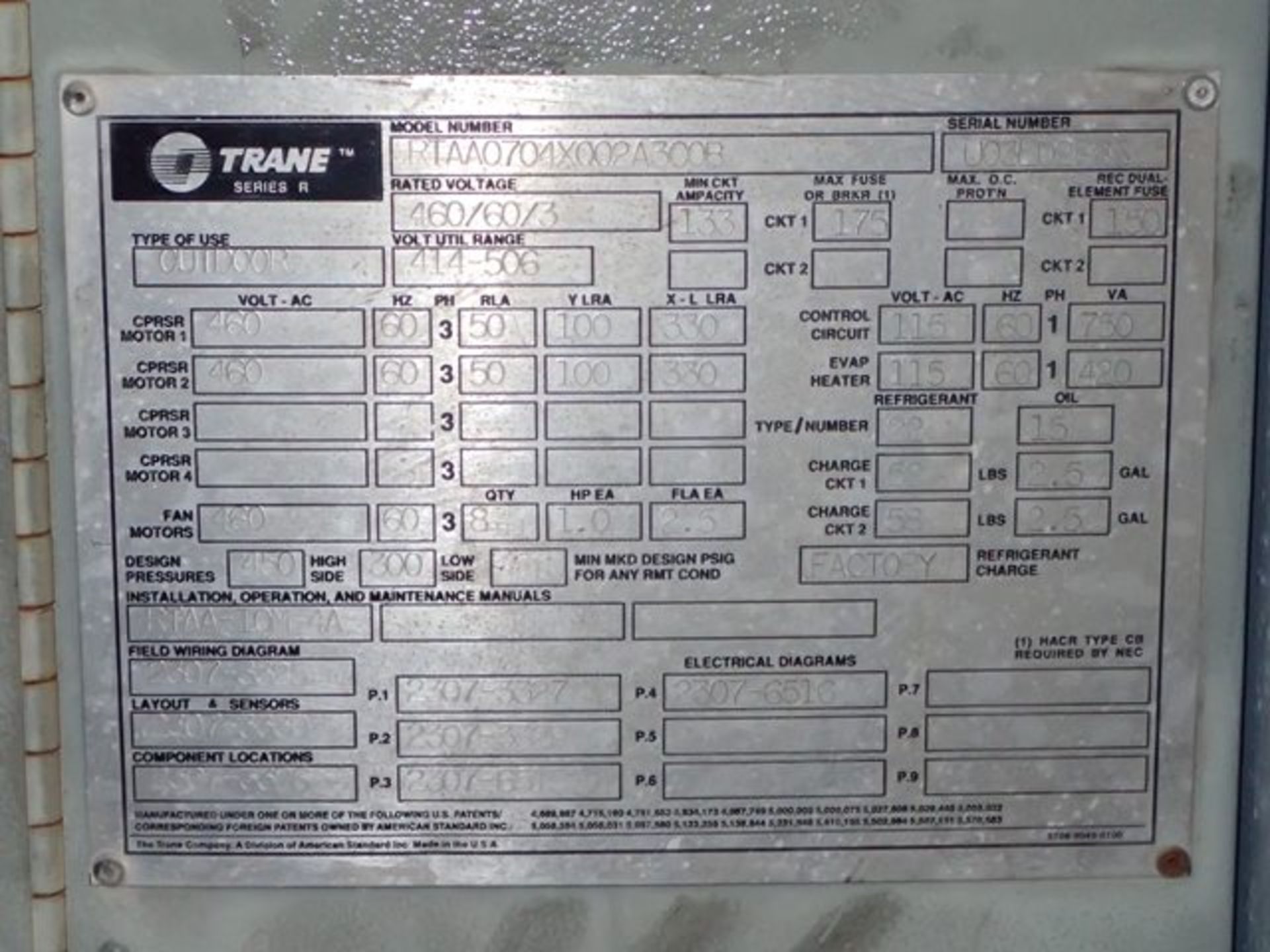 70 Ton Trane Chiller, Air Cooled, with Water Pumps - Image 2 of 14