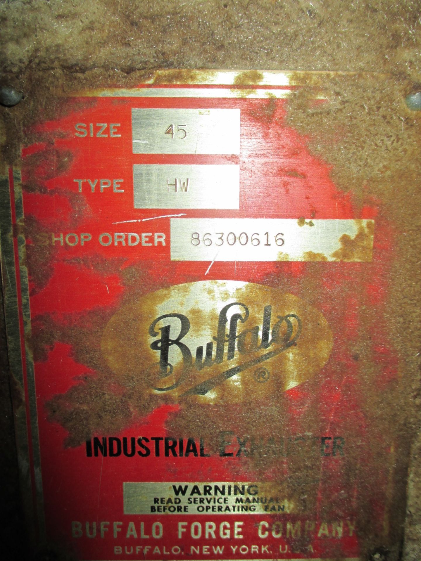 50 HP Buffalo Blower Size 45 460v/3phase - Image 3 of 3