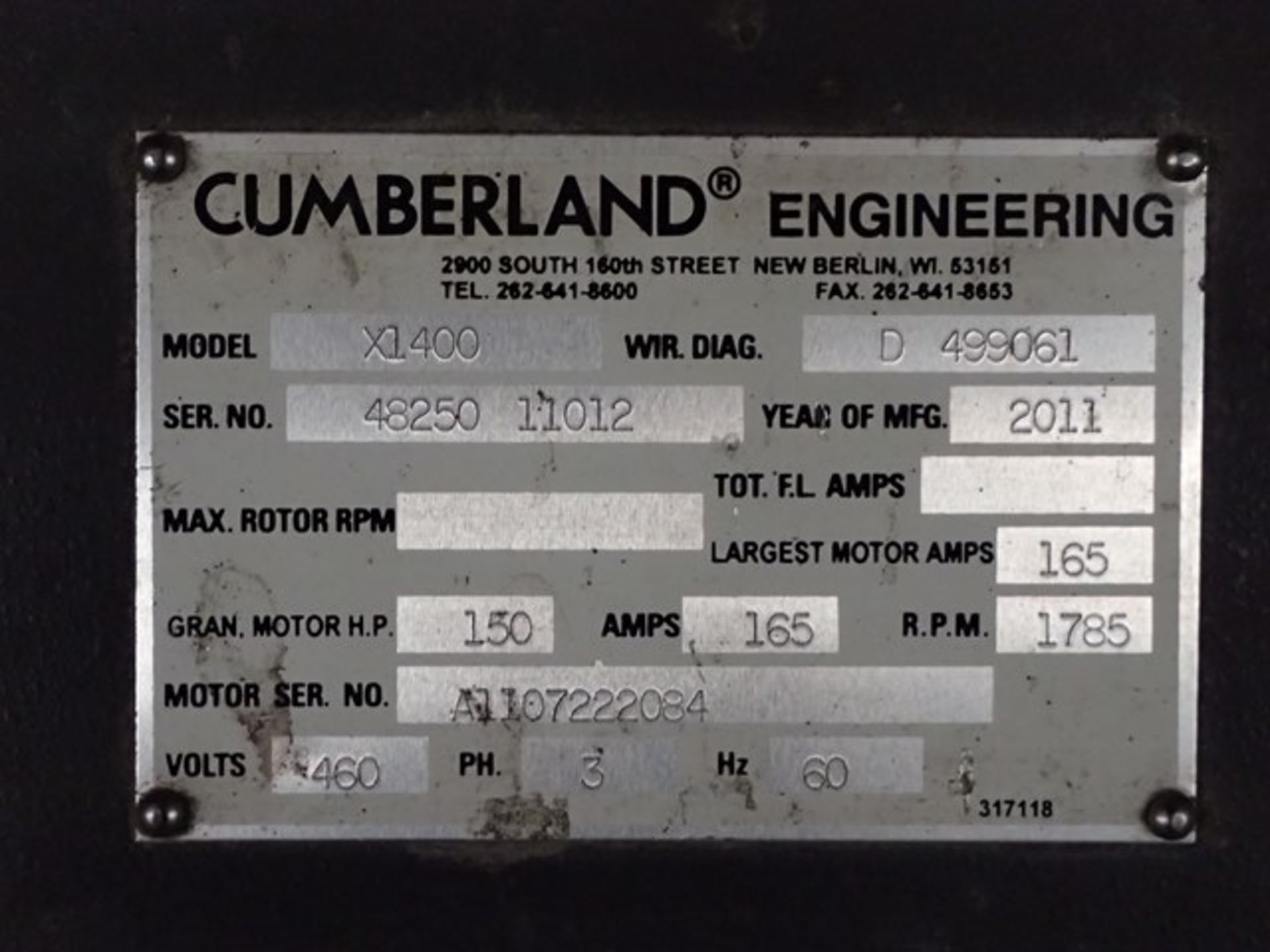 150 HP Cumberland Granulator, Model X1400 - Image 2 of 15