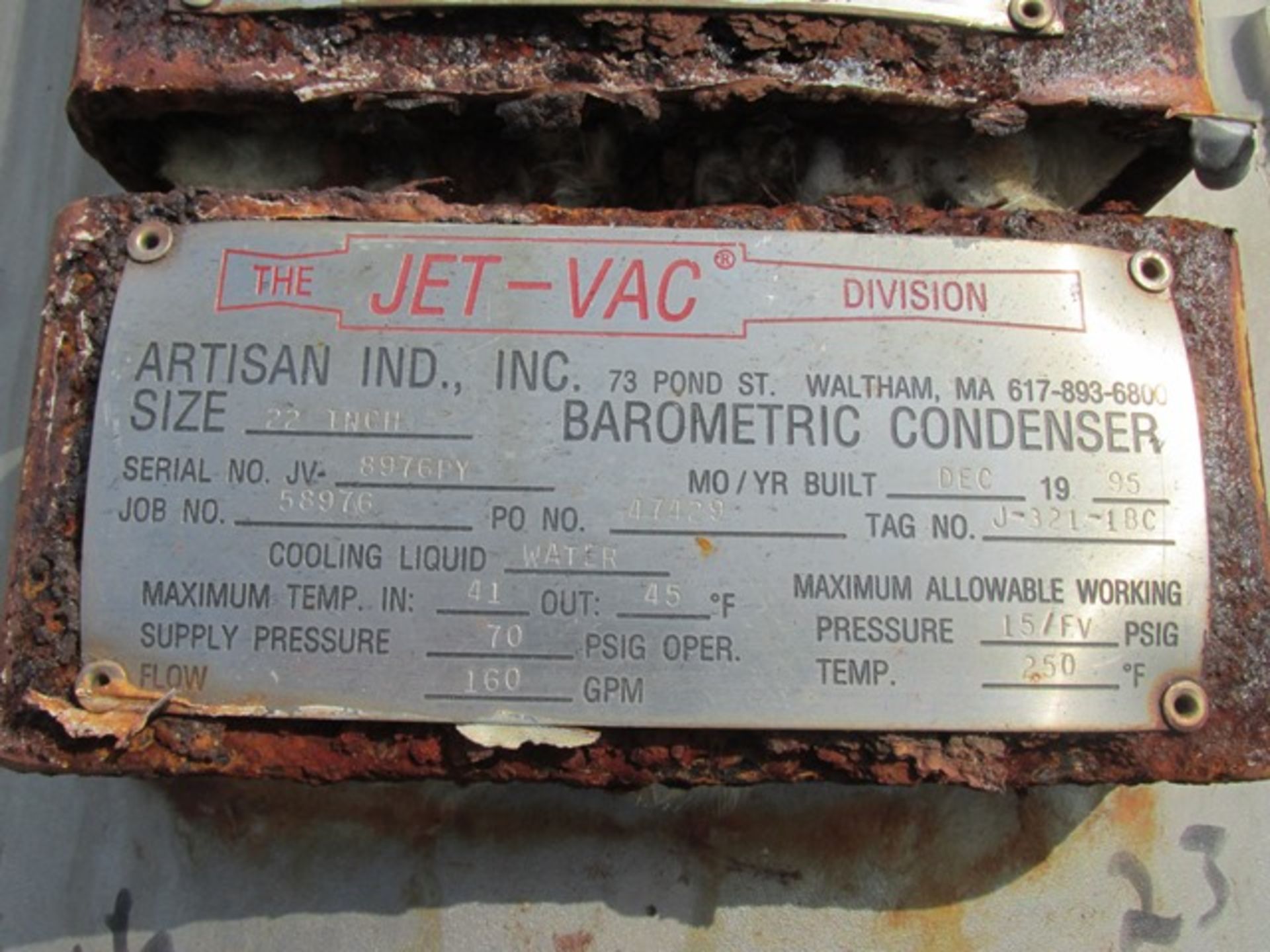 22"" ARTISAN JET-O-VAC BAROMETRIC CONDENSER - Image 8 of 8