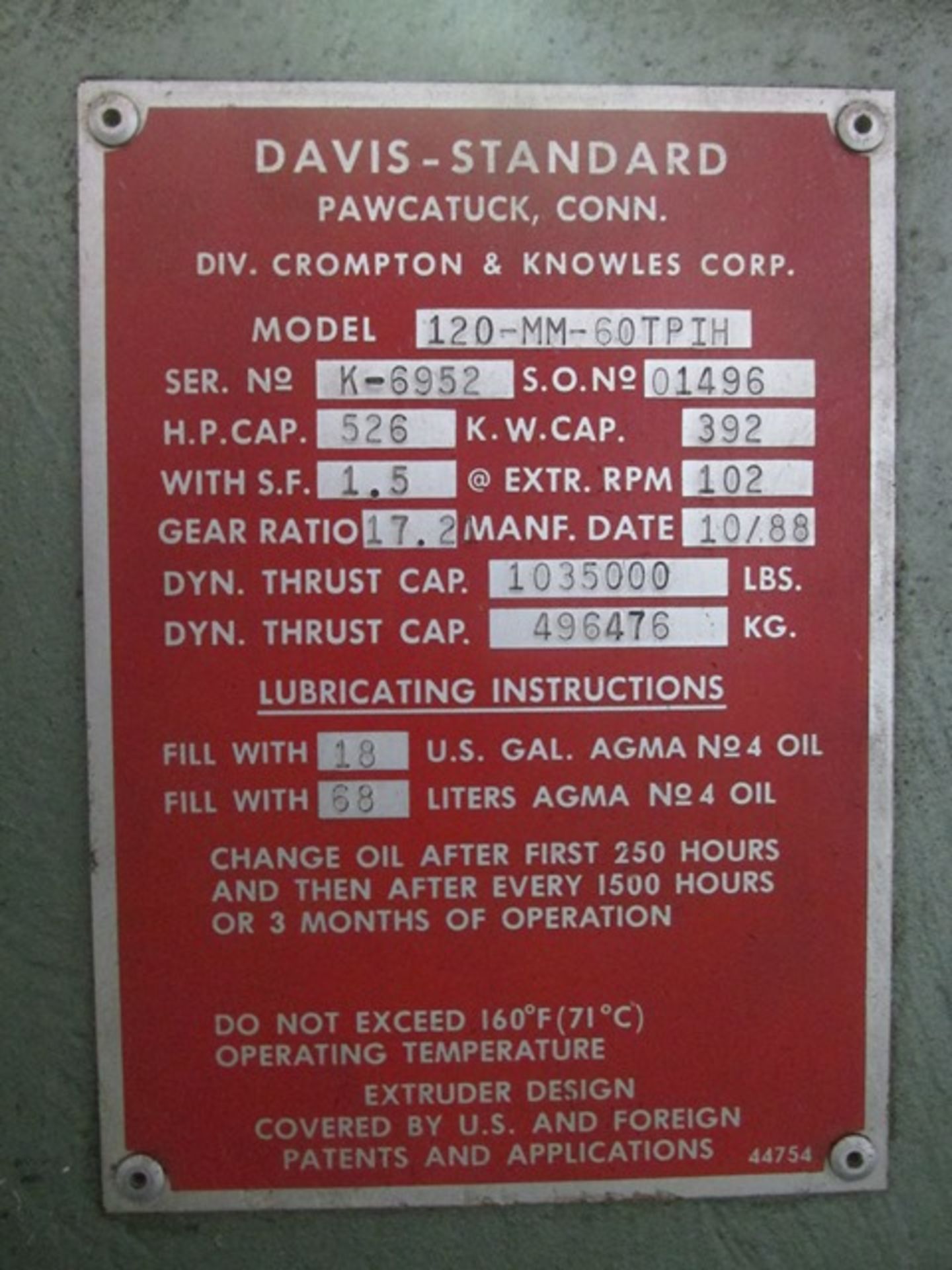 120 MM Davis Standard Extruder, 30:1 L/D - Image 2 of 12