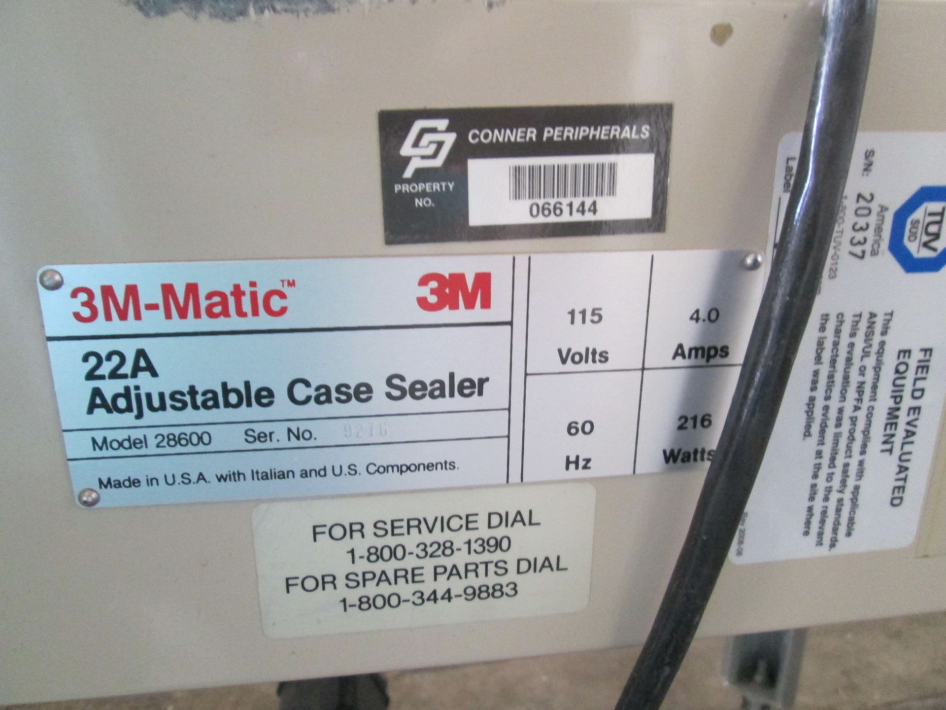 3M-Matic 22A Adjustable Case Sealer, Model 28600, Serial Number 9276, 115v, Top and Bottom Sealer, - Image 10 of 14
