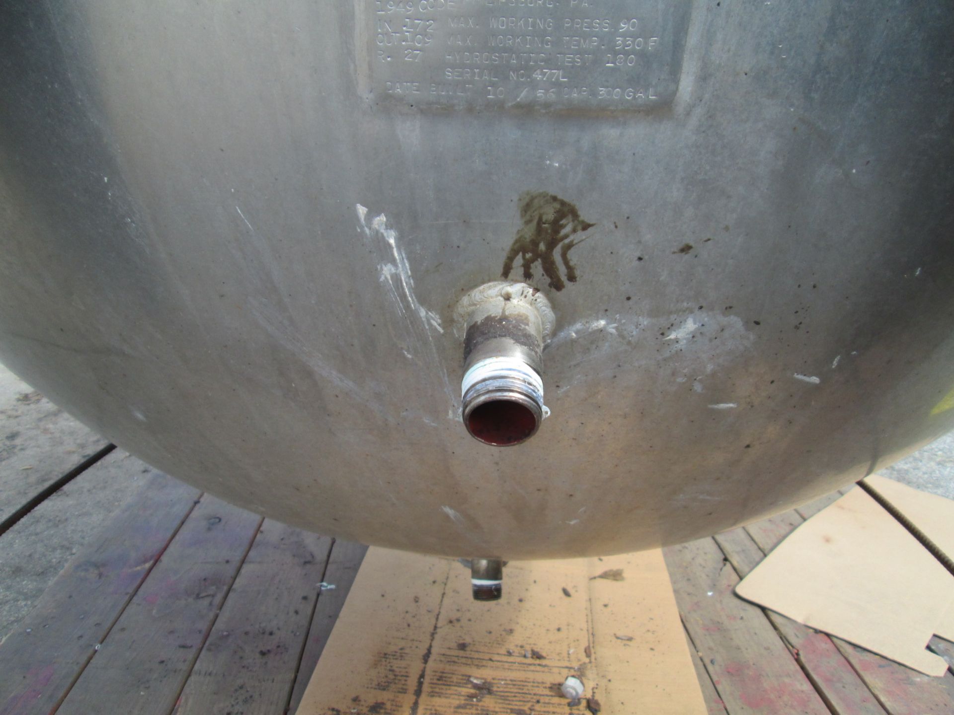 300 Gallon Lee Industries Stainless Steel Hemispherical Kettle, Jacketed on Bottom half with 2-1/ - Image 8 of 21