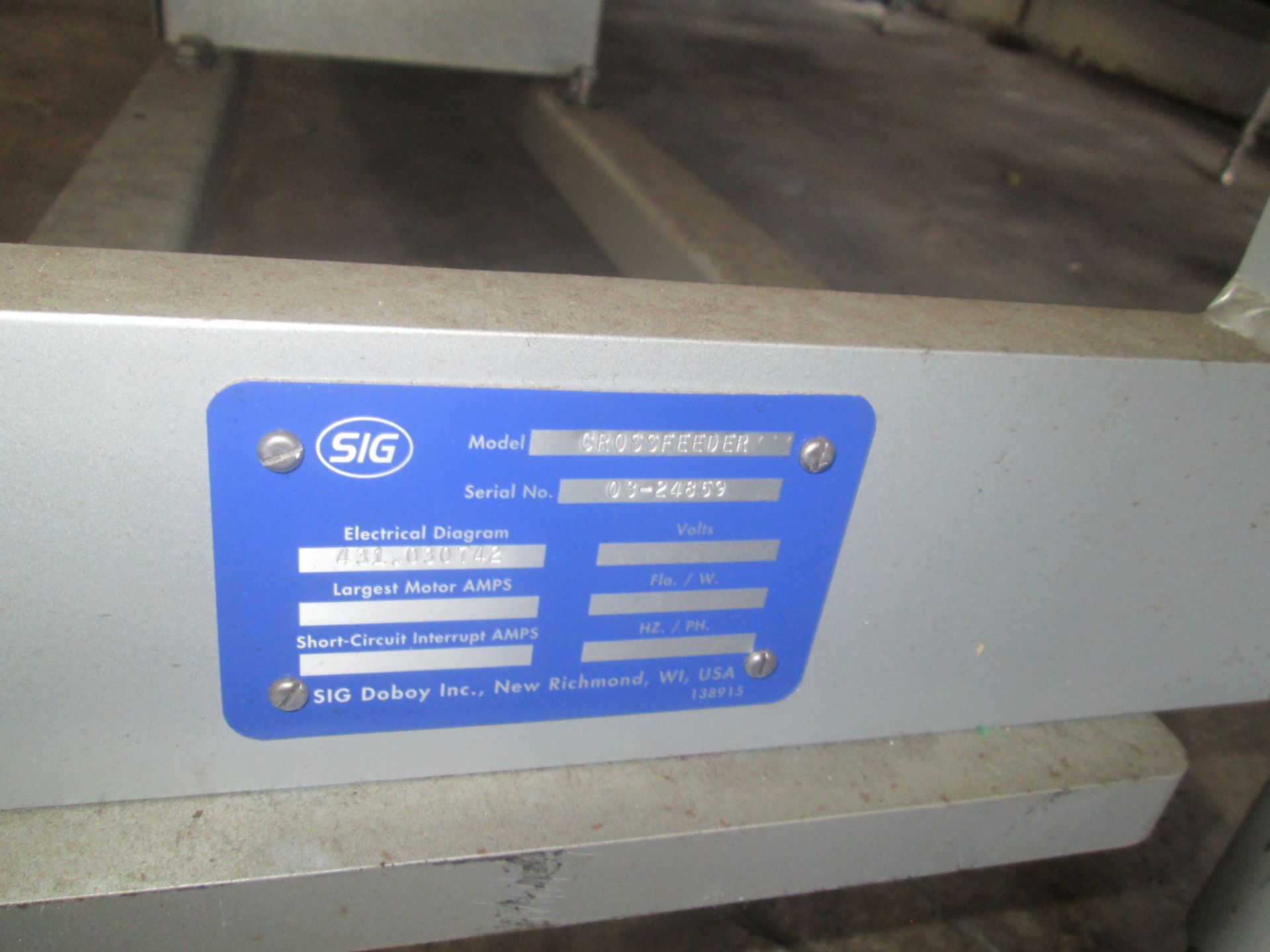 Sig Doboy CrossFeede Serial number 03-24859, Inclined Cleated Rollaway Stainless Steel Conveyor - Image 4 of 8