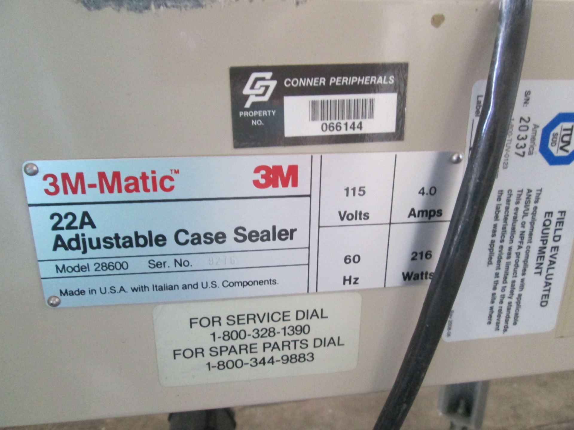 3M-Matic 22A Adjustable Case Sealer, Model 28600, Serial Number 9276, 115v, Top and Bottom Sealer, - Image 9 of 14