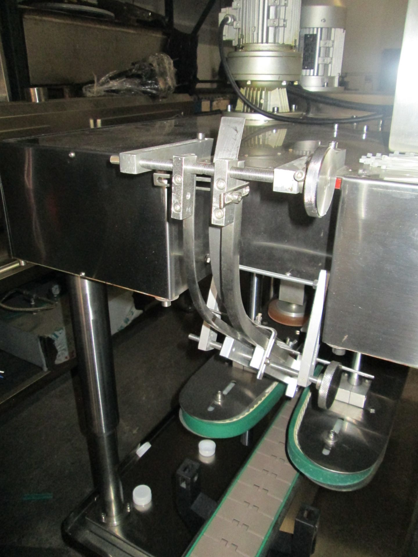 Stainless Steel In-Line Capper, 6 Wheels, complete with Feed Elevator, and control panel, and - Image 6 of 8