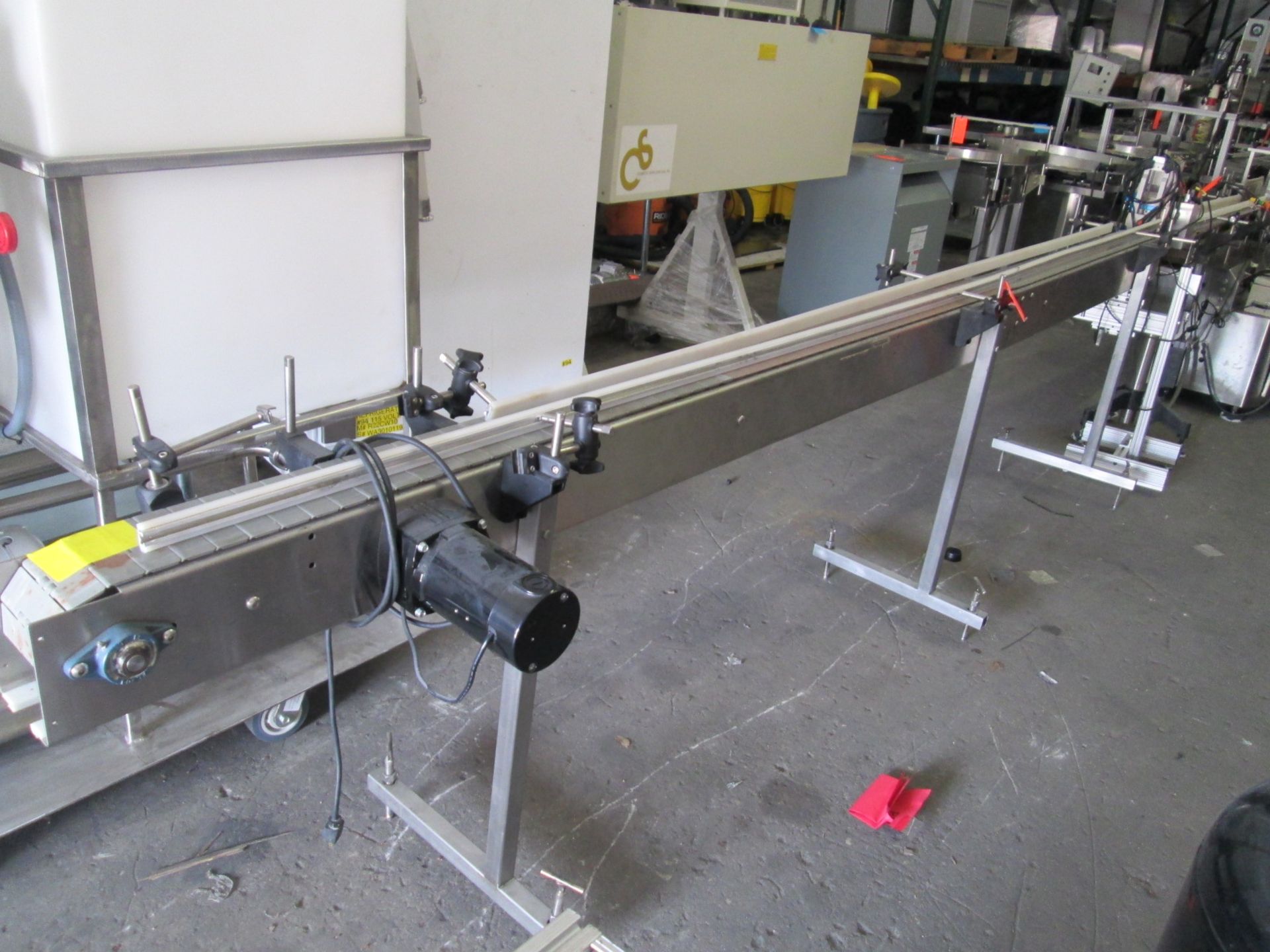 Stainless Steel Conveyor Section, On Legs, with 110v variable speed drive, with belt and guard - Image 2 of 6