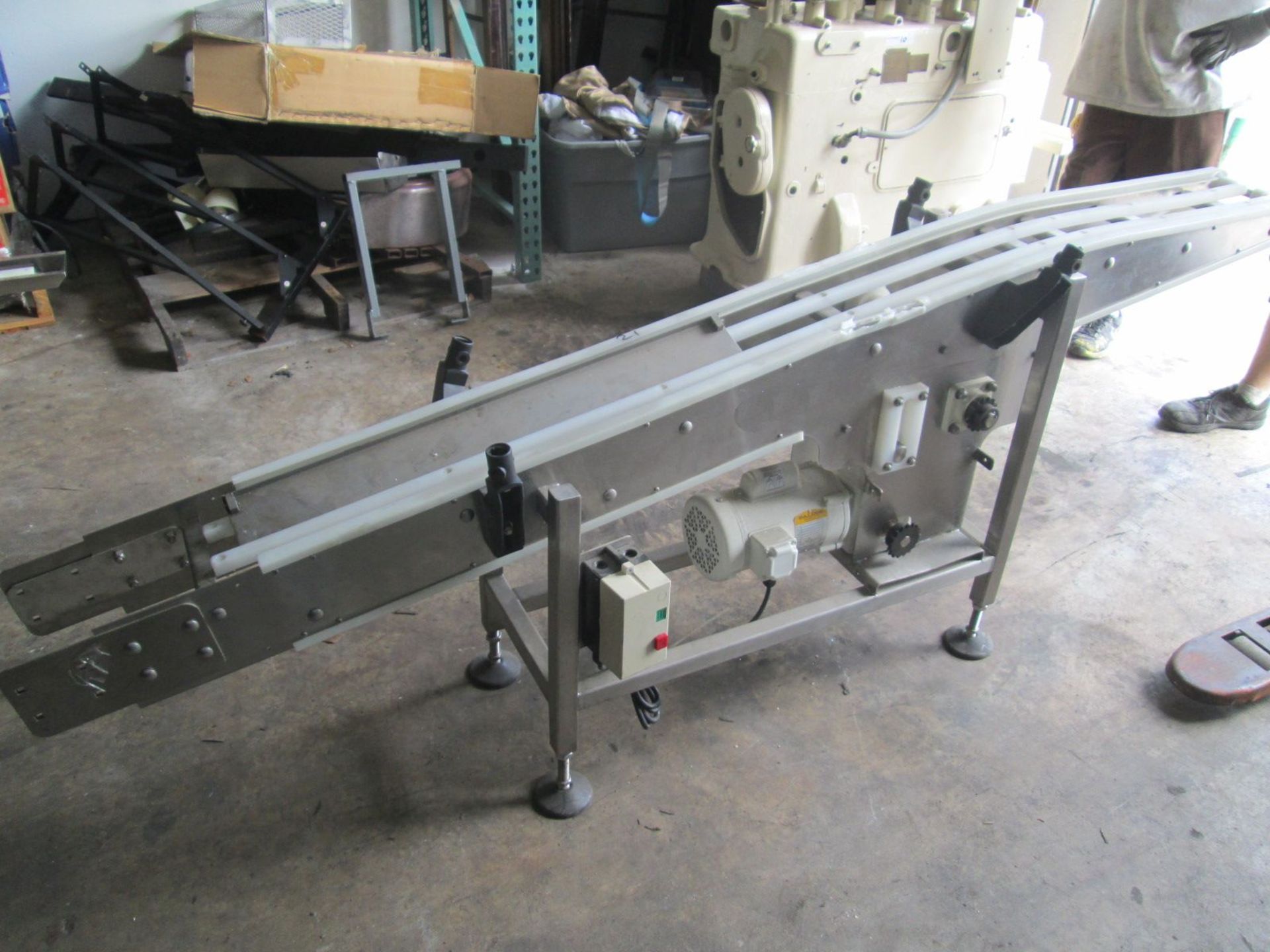 Motorized Stainless Steel Conveyor Section, (less belt) 1/2HP Gear Reduced Drive, on 110v,