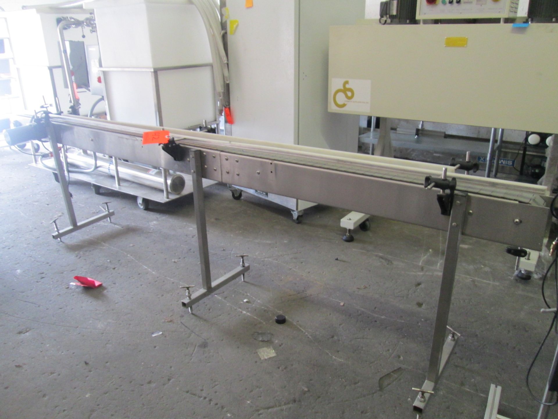 Stainless Steel Conveyor Section, On Legs, with 110v variable speed drive, with belt and guard