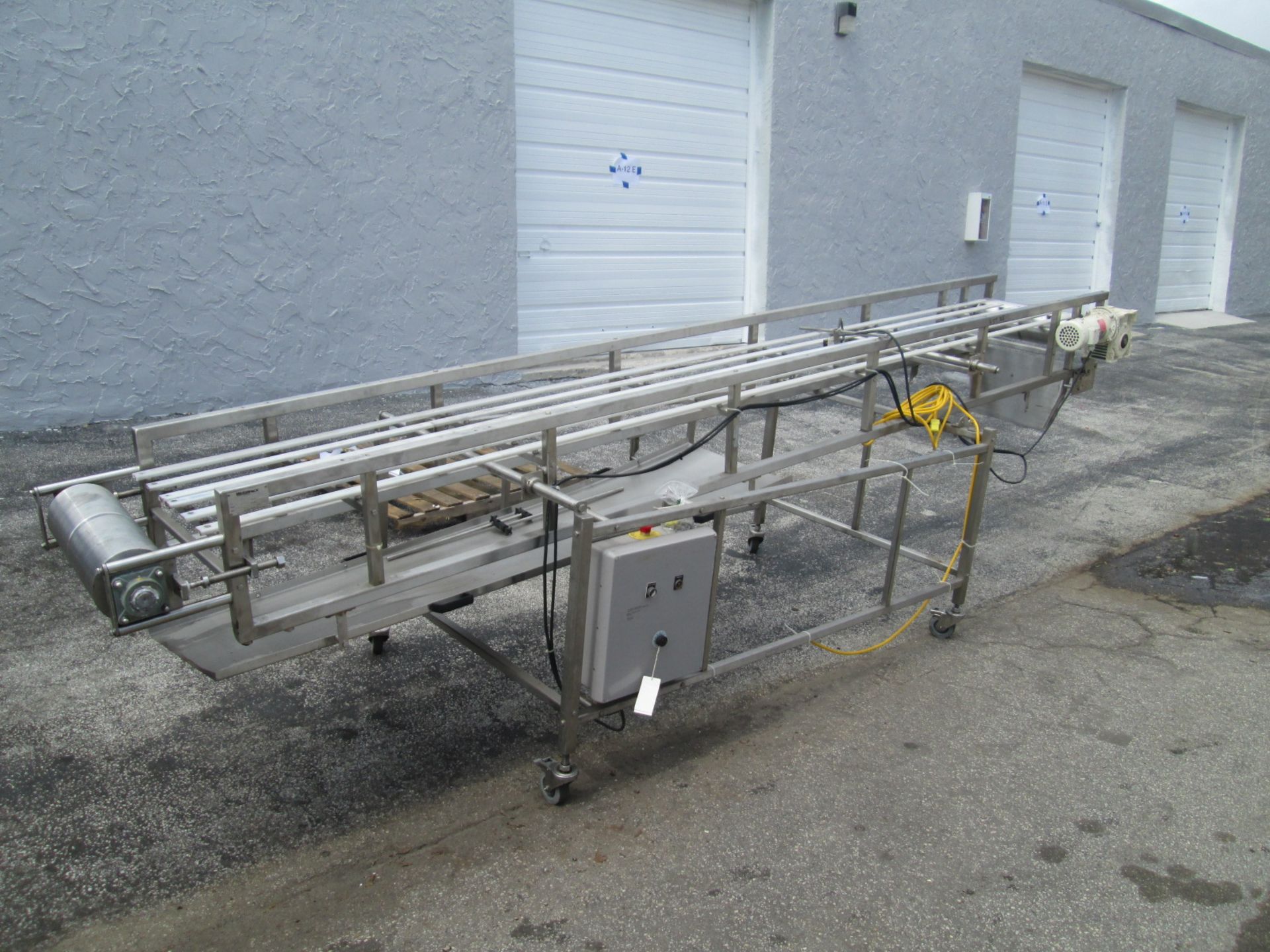 Weightpack Stainless Steel Rollwaway Conveyor Section, 14' long x 19" wide.