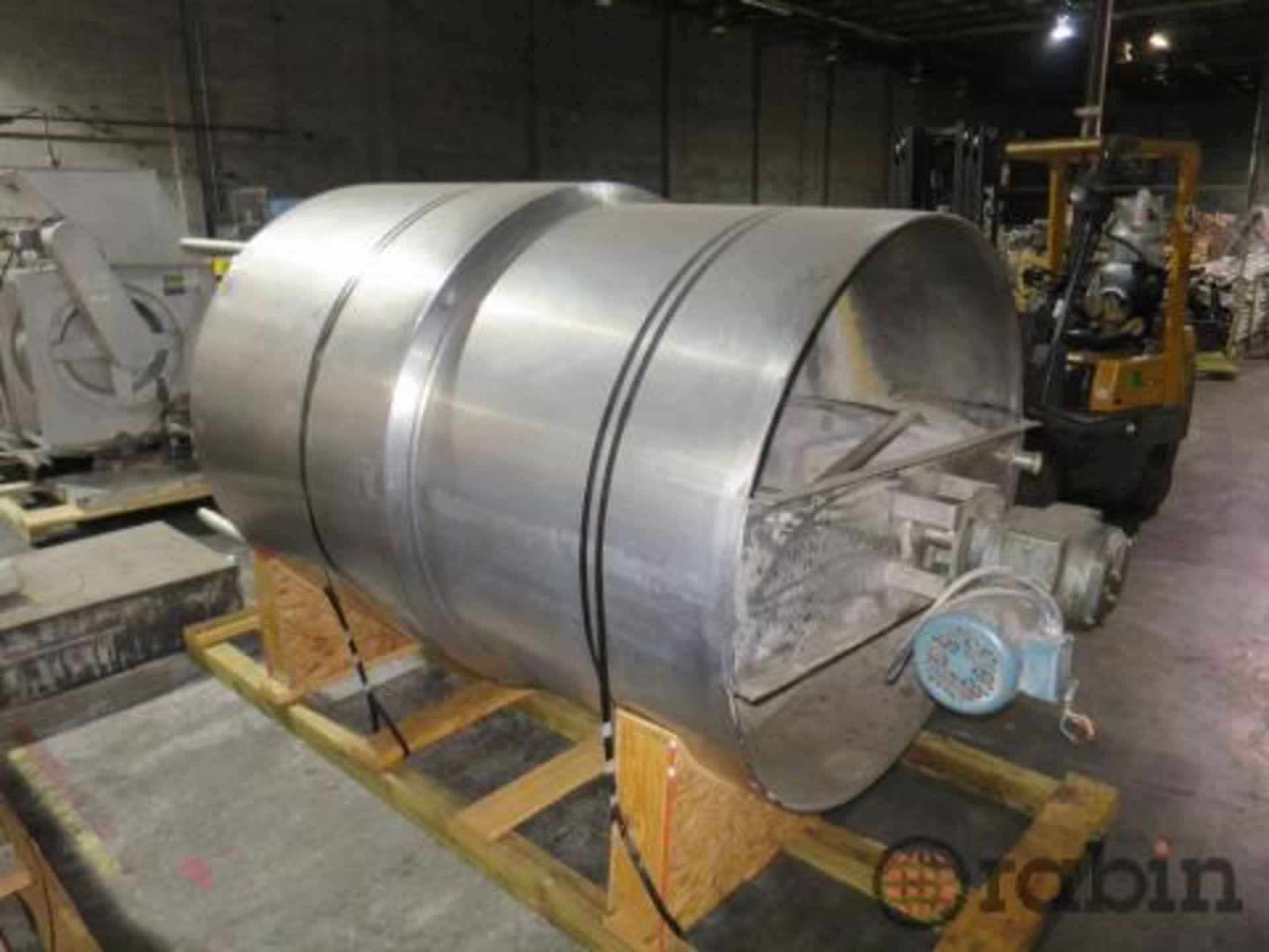 Groen stainless fermenting tank, 470 gal., 54" dia x 82" st. wl., 50 % jacketed wall, SBD, 24" legs, - Image 2 of 4