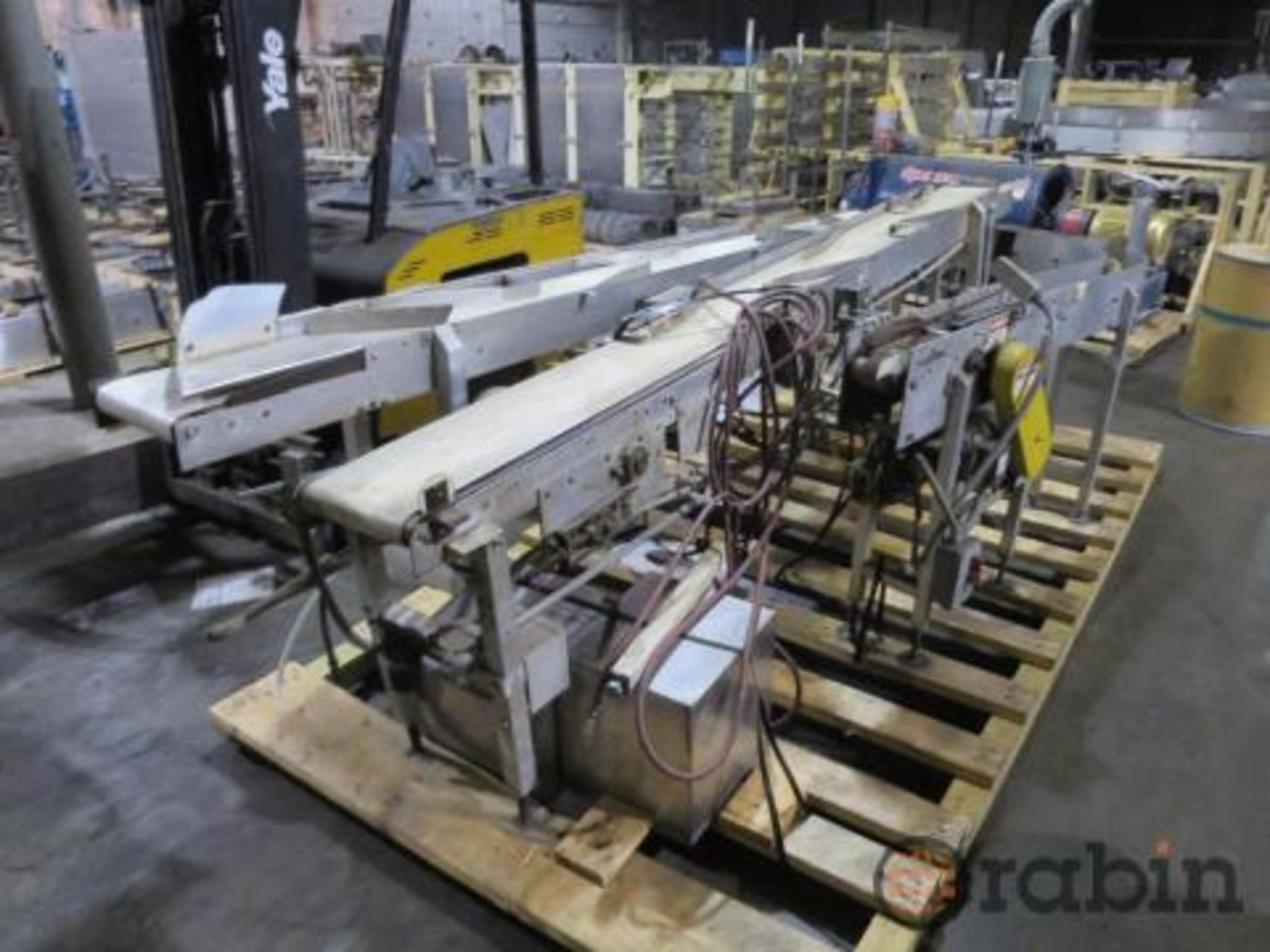 Pallet of assorted flat belt conveyor sections; approx 32' overall [Atlanta]