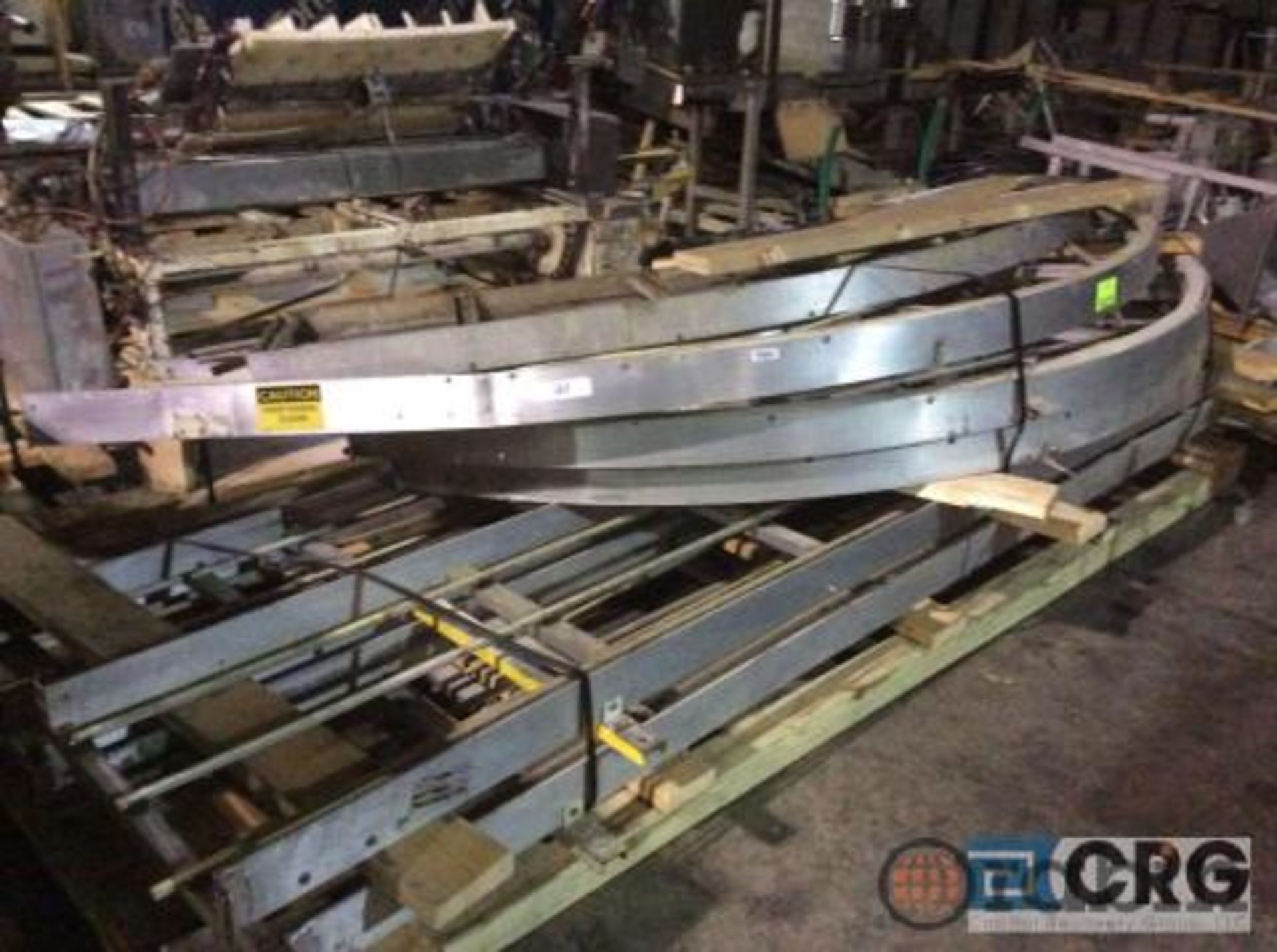 Lot of ass't conveyors including, 20" wide x (5) 12' sections and (4) approx 8' curved sections om